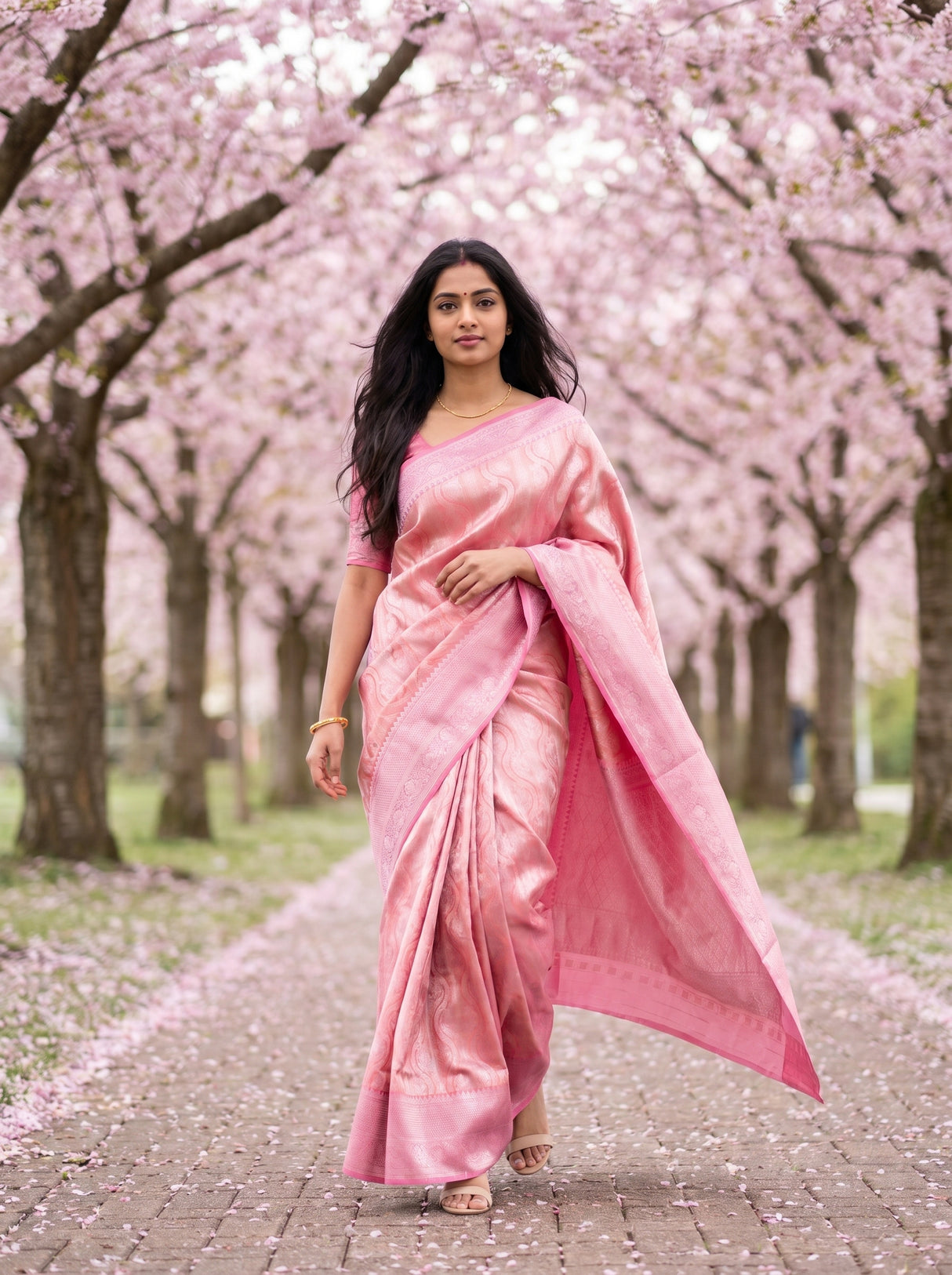MIMOSA Strawberry Kanjivaram Art Silk Saree β pose 5 styling detail