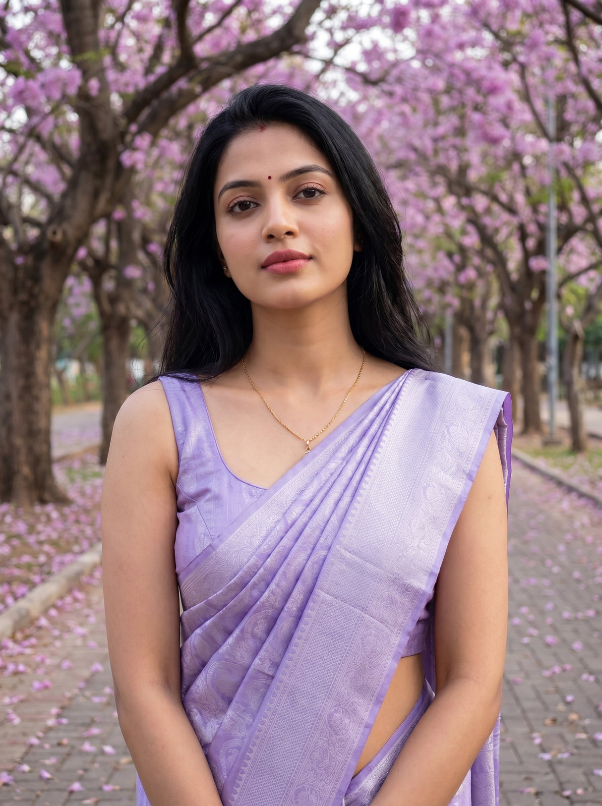 MIMOSA Violet Kanjivaram Art Silk Saree β pose 10 styling detail