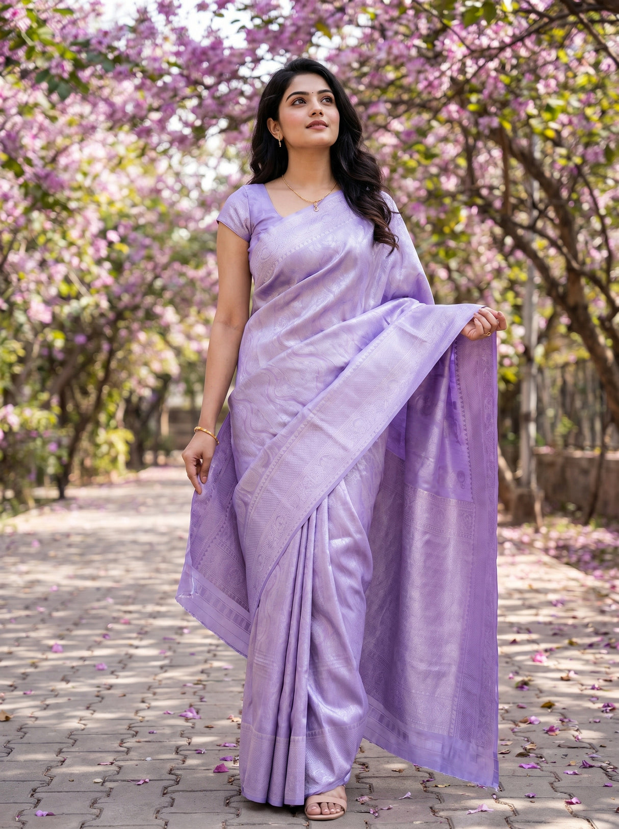 MIMOSA Violet Kanjivaram Art Silk Saree β pose 7 styling detail