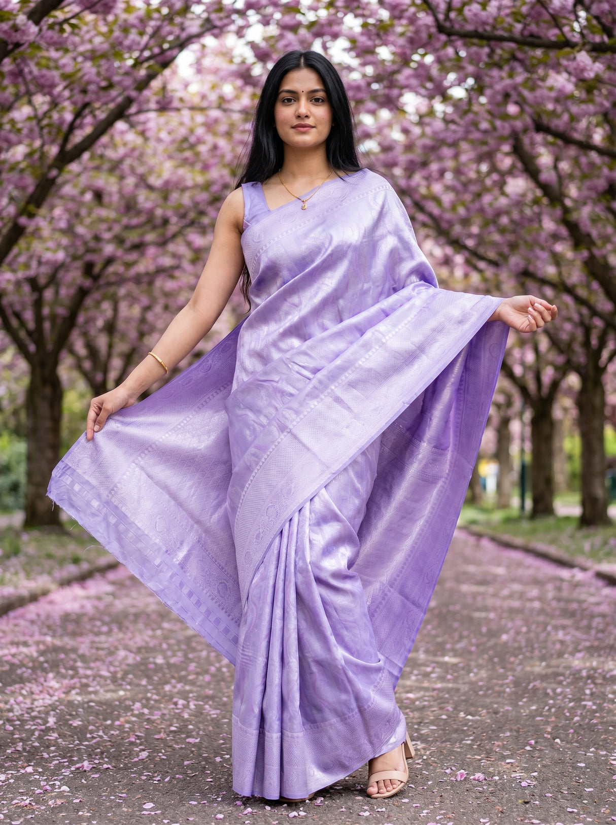 MIMOSA Violet Kanjivaram Art Silk Saree β pose 9 styling detail