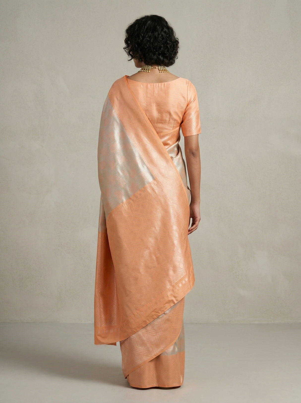 MIMOSA Chikoo Kanjivaram Art Silk Saree β Close-up of Face and Blouse