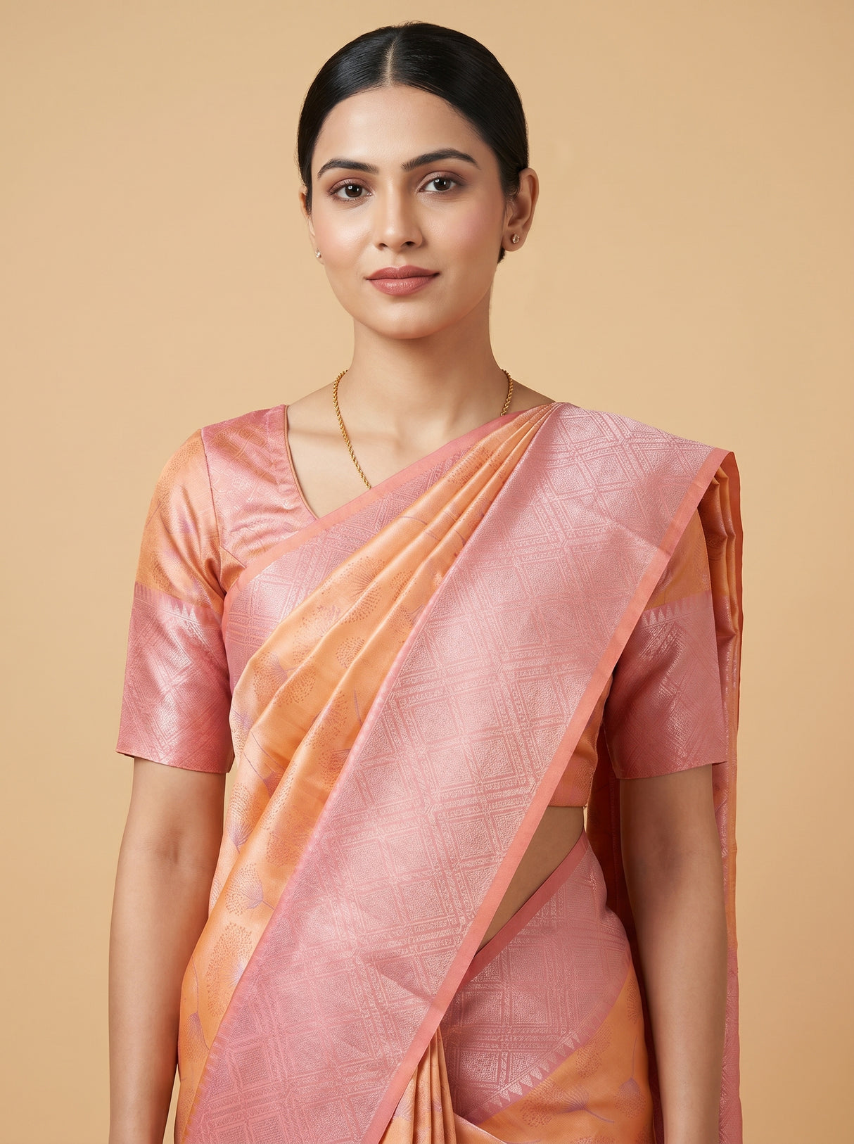 MIMOSA Peach Kanjivaram Art Silk Saree β pose 10 styling detail