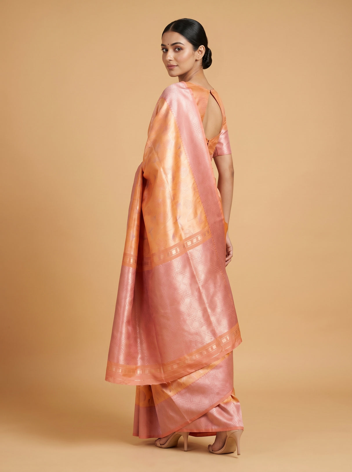 MIMOSA Peach Kanjivaram Art Silk Saree β pose 9 styling detail