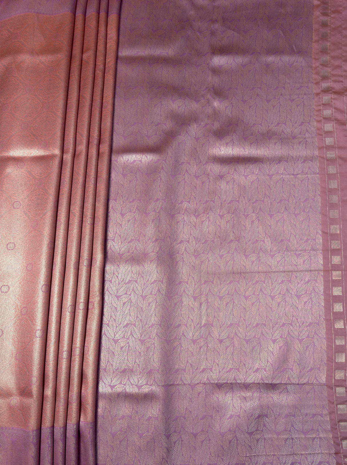 MIMOSA Pink Kanjivaram Art Silk Saree β pallu and zari work detail