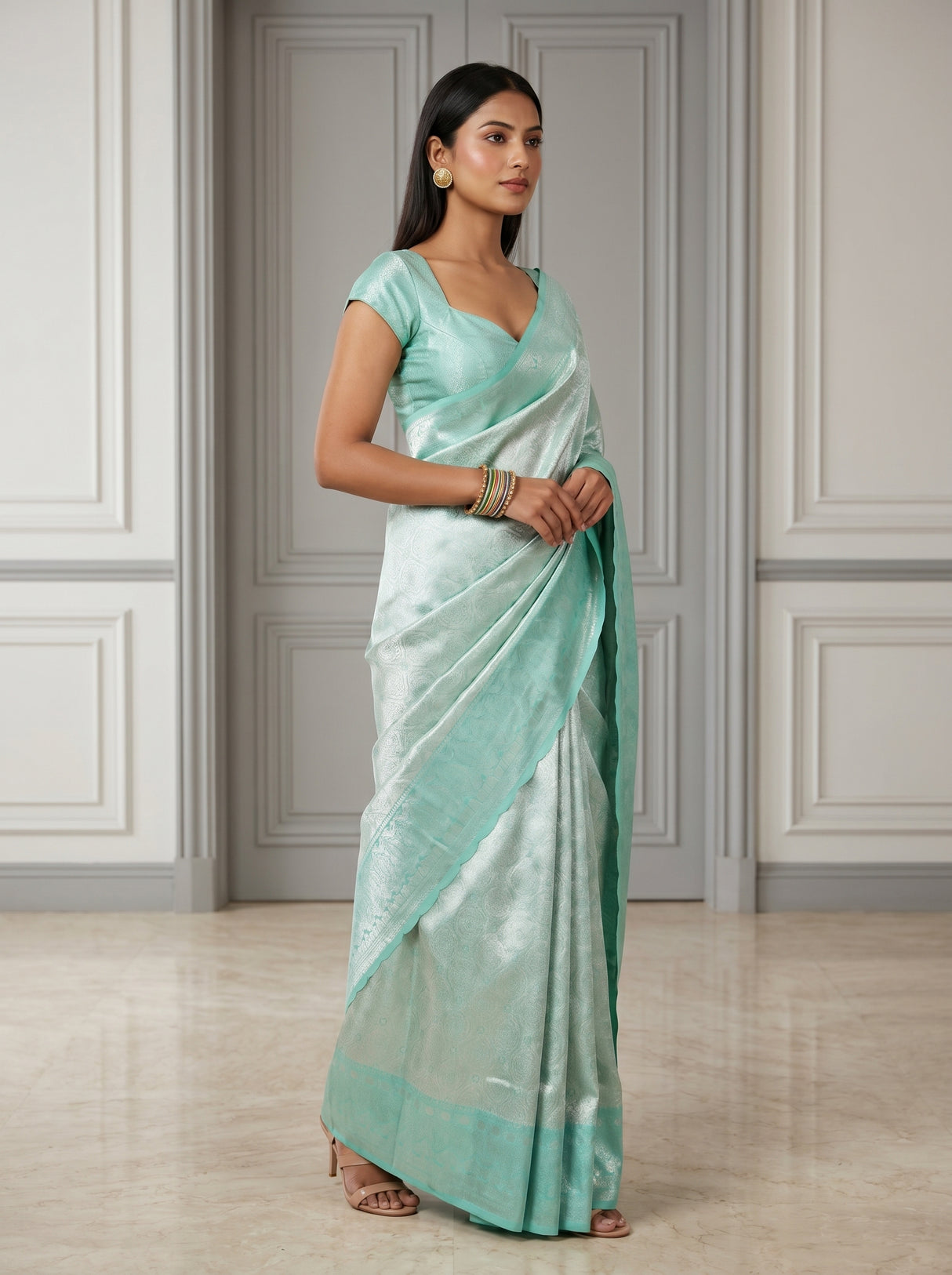 MIMOSA Rama Kanjivaram Art Silk Saree β pose 7 styling detail