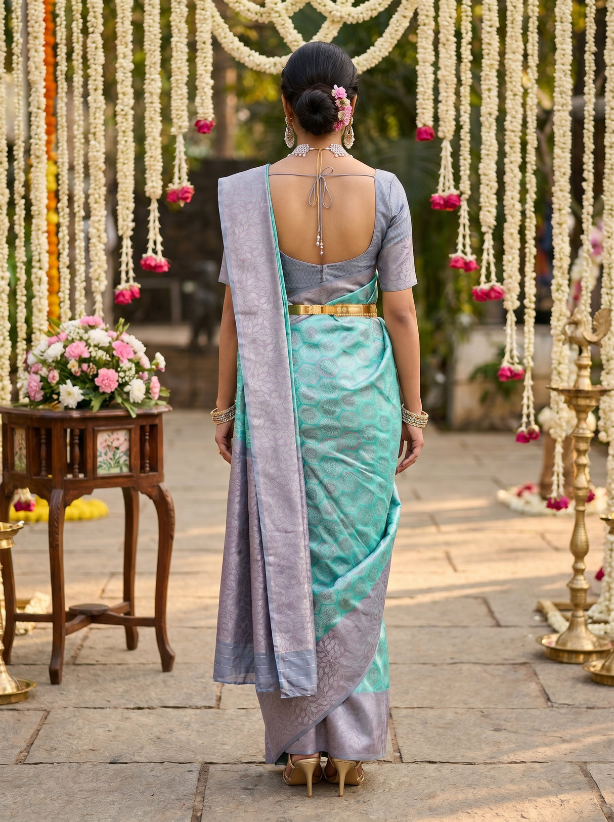 MIMOSA Rama Kanjivaram Art Silk Saree β Close-up of Pallu