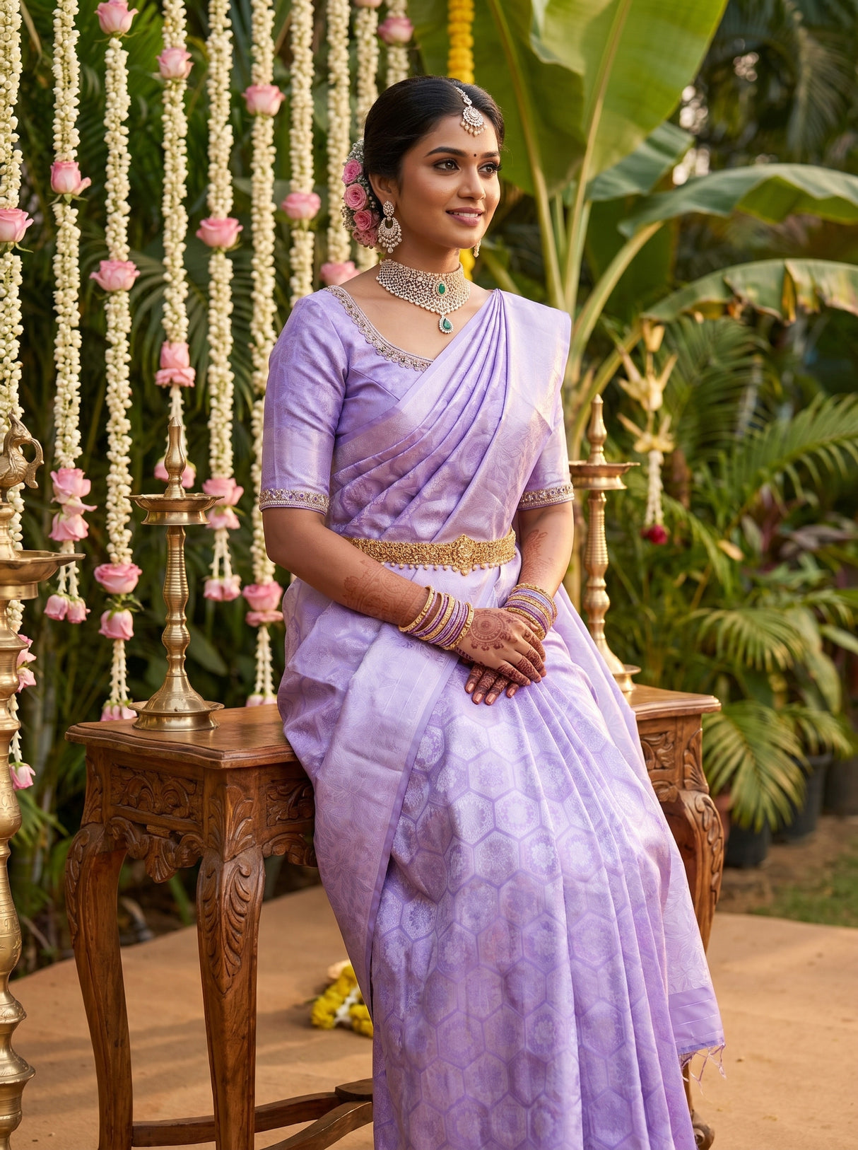 MIMOSA Violet Kanjivaram Art Silk Saree β pose 6 styling detail