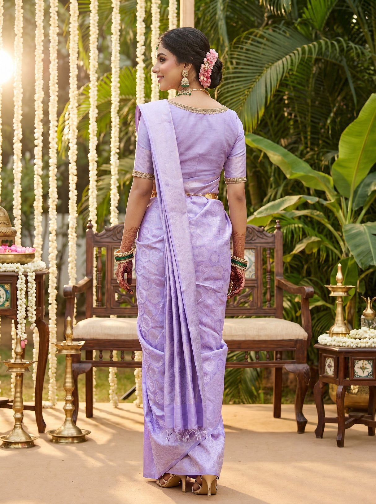 MIMOSA Violet Kanjivaram Art Silk Saree β pose 8 styling detail