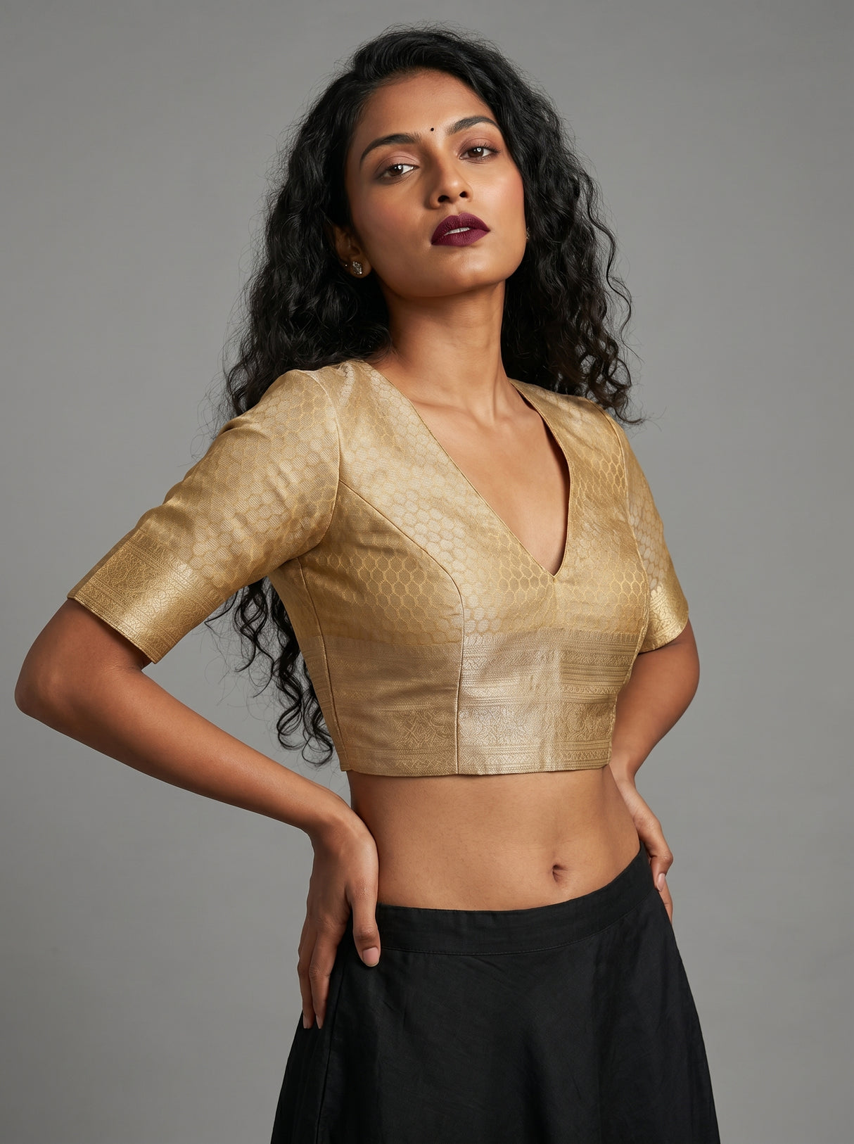 MIMOSA Olive Kanjivaram Art Silk Saree β blouse close-up