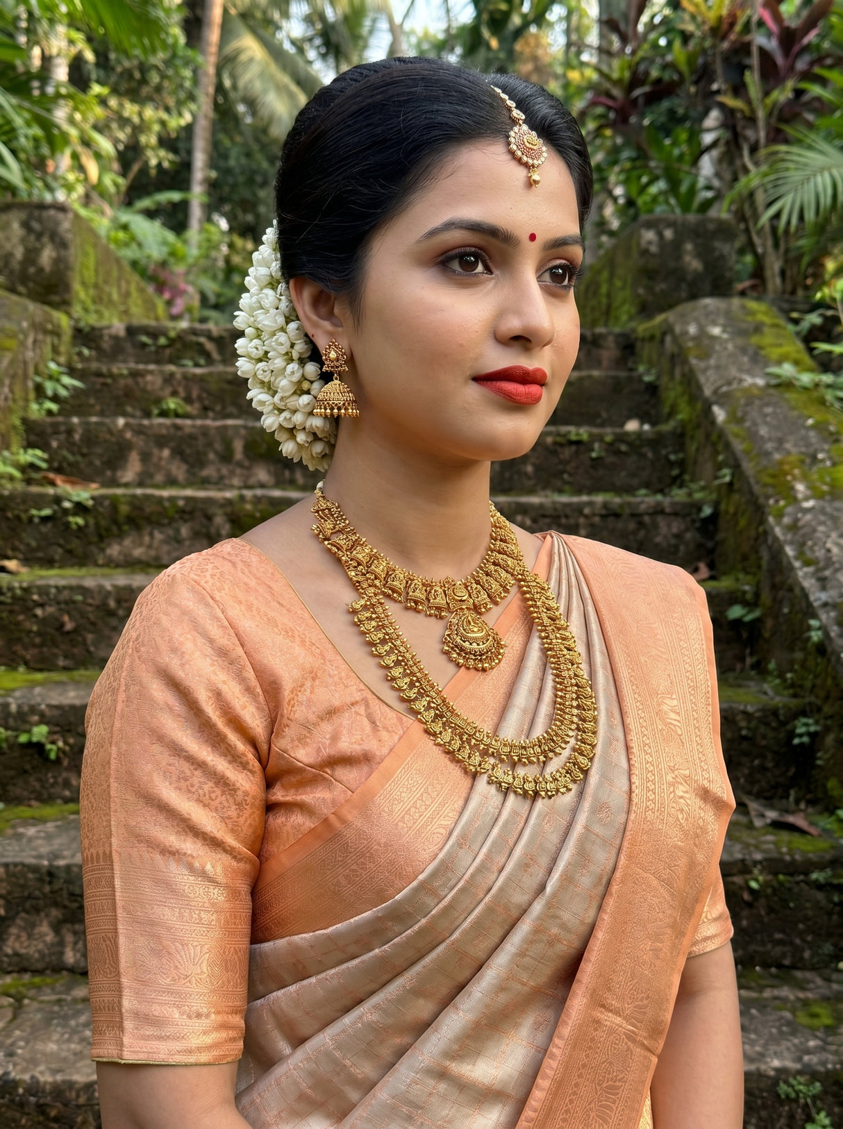 MIMOSA Chikoo Kanjivaram Art Silk Saree β pose 10 styling detail