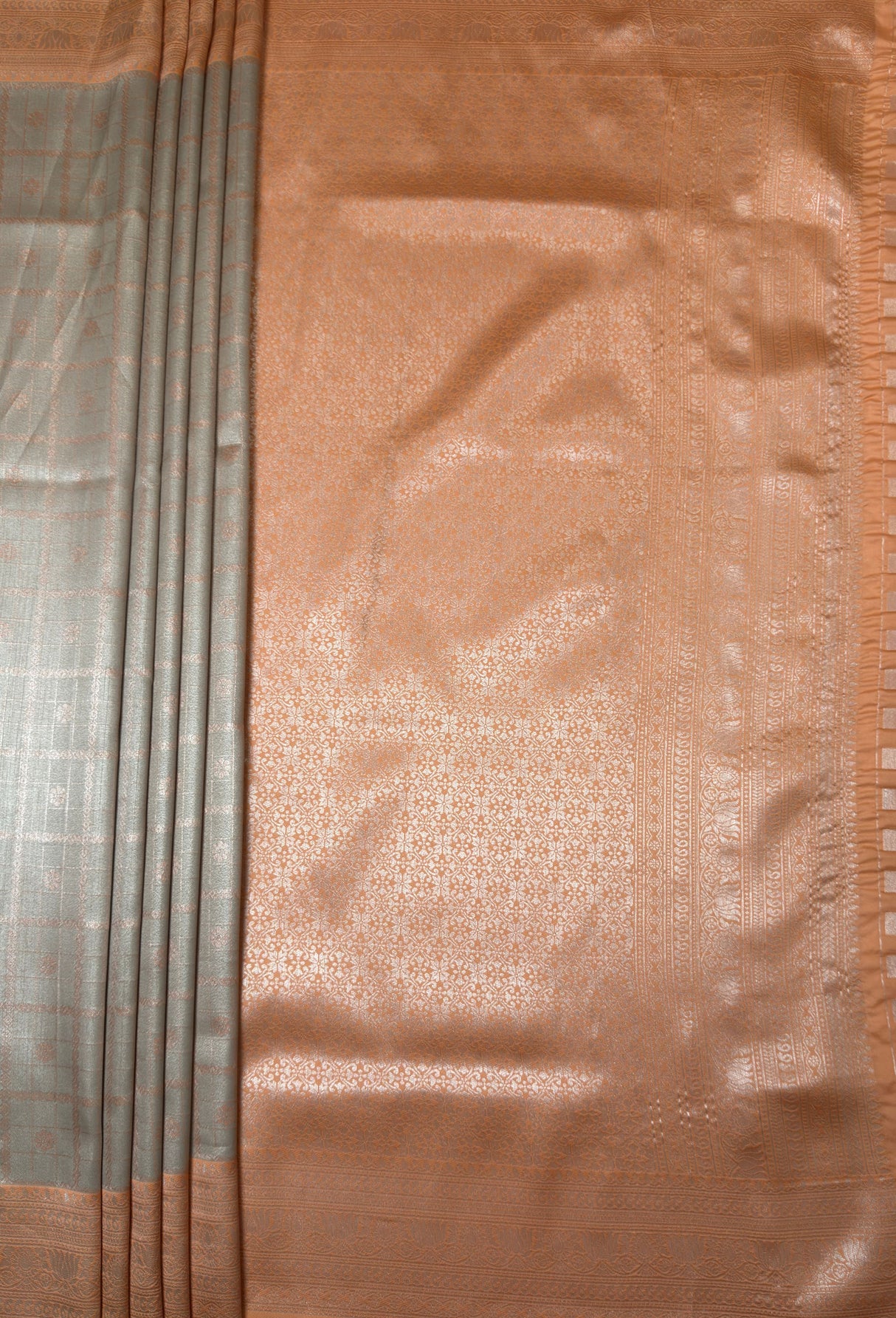 MIMOSA Chikoo Kanjivaram Art Silk Saree β pallu and zari work detail