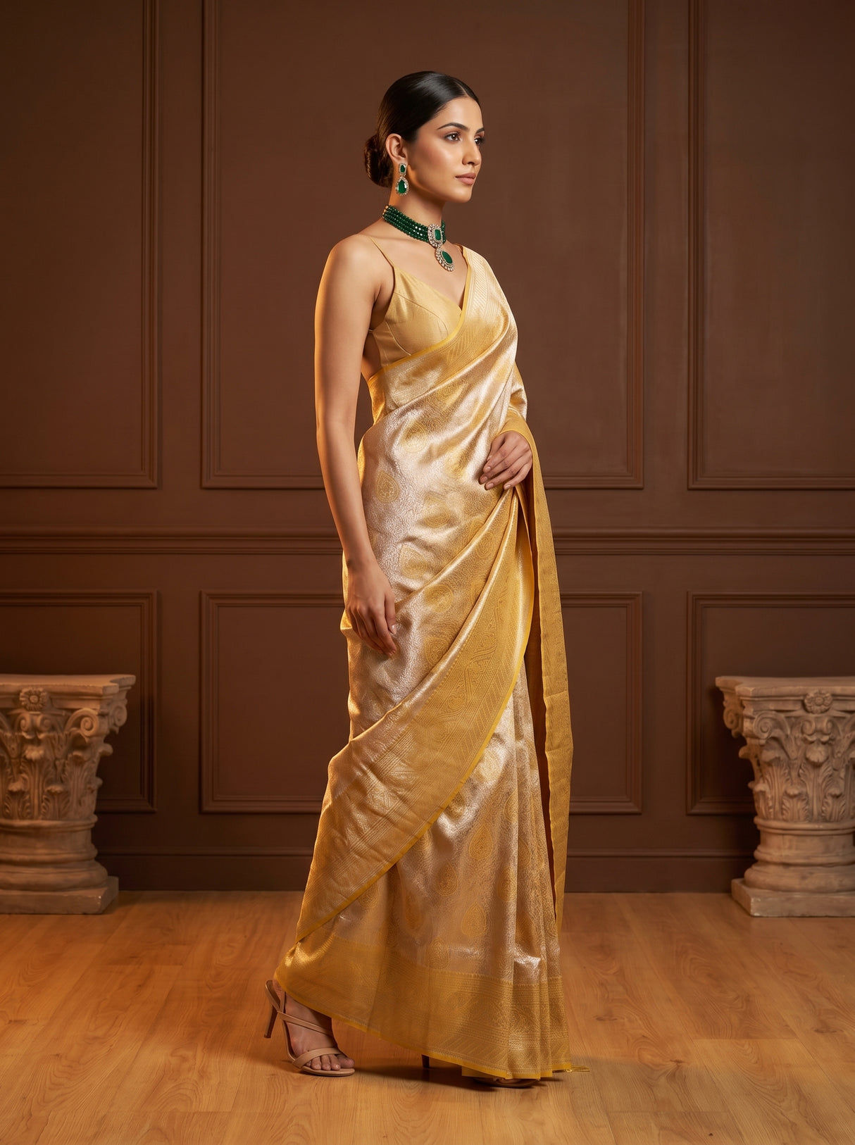 MIMOSA Mustard Kanjivaram Art Silk Saree β Blouse View