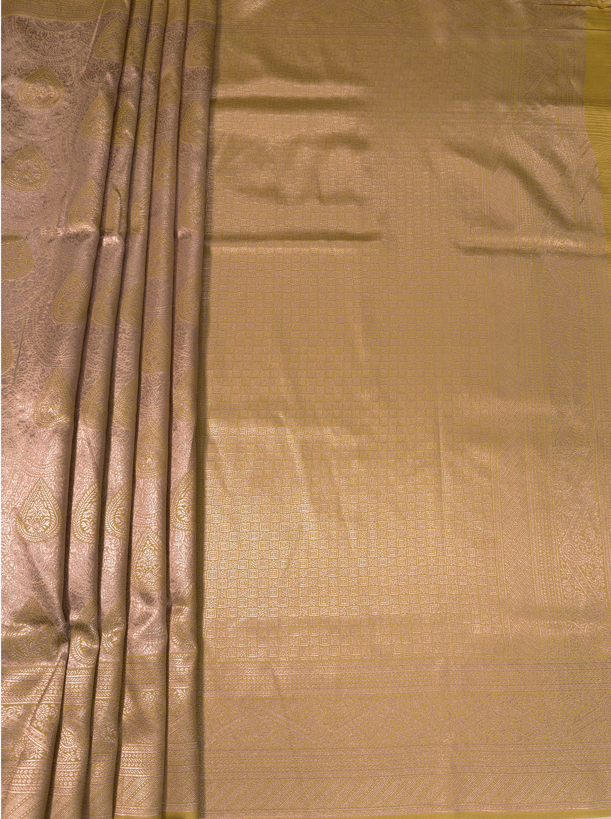 MIMOSA Mustard Kanjivaram Art Silk Saree β pallu and zari work detail