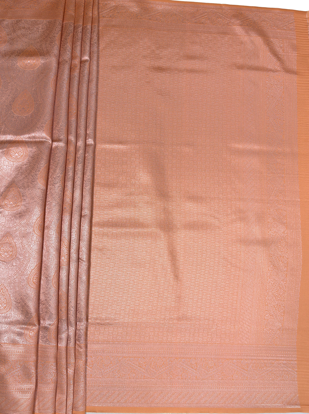 MIMOSA Peach Kanjivaram Art Silk Saree β pallu and zari work detail