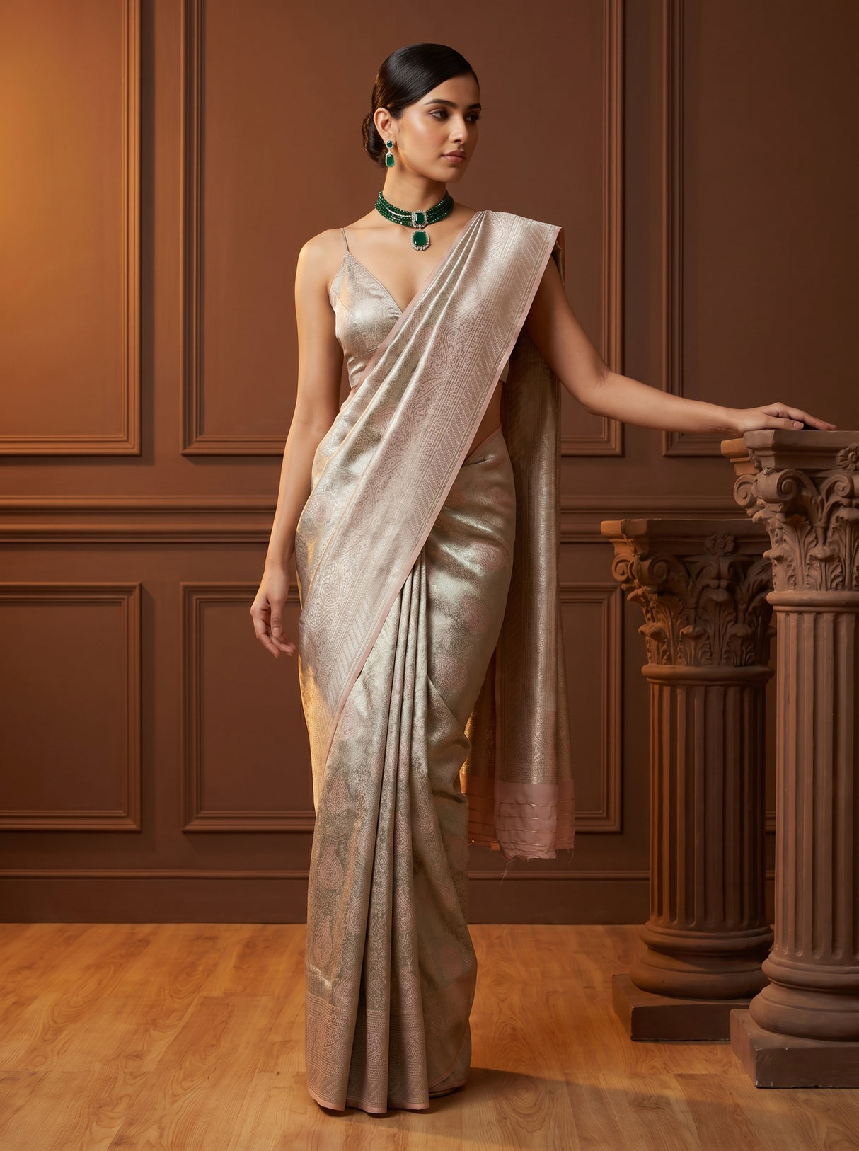 MIMOSA Pista Kanjivaram Art Silk Saree β Border Detail