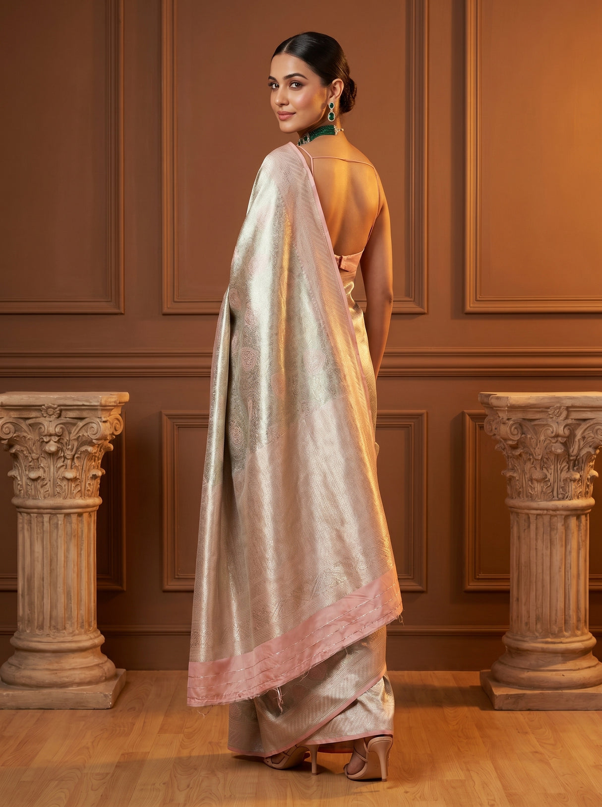 MIMOSA Pista Kanjivaram Art Silk Saree β pose 9 styling detail
