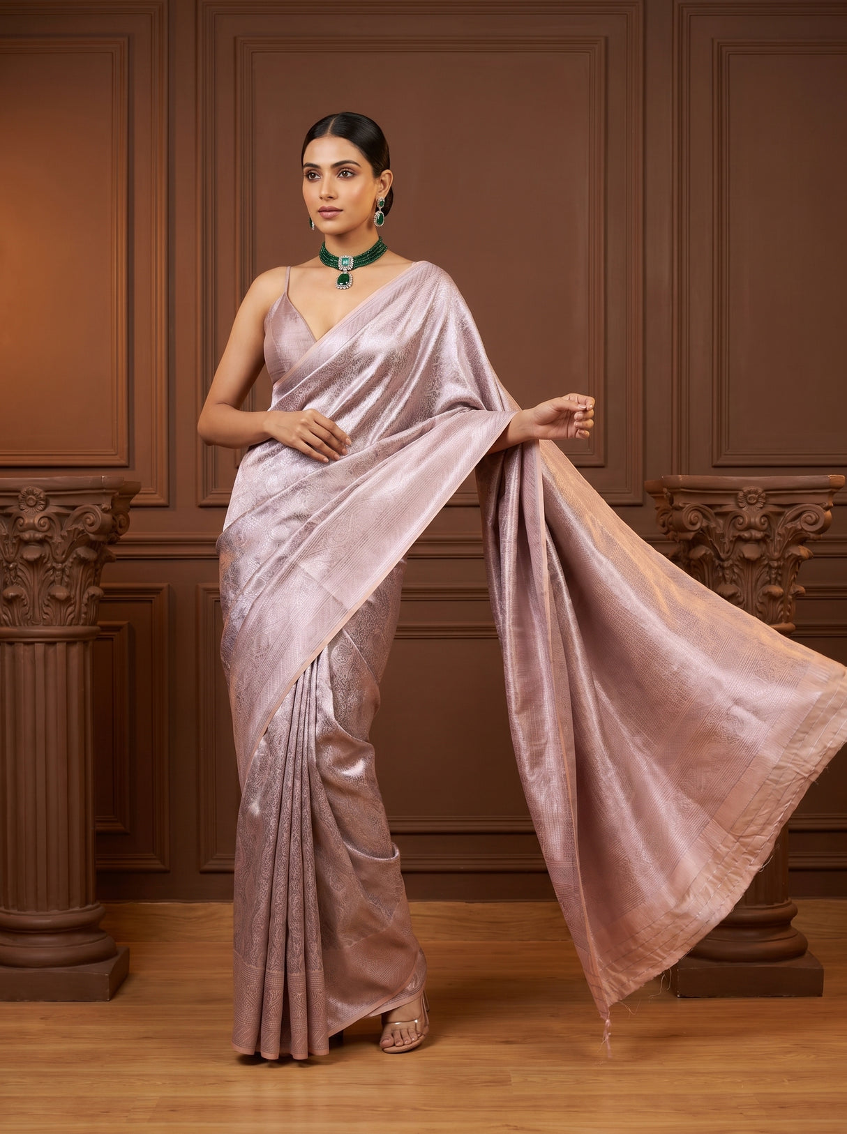 MIMOSA Violet Kanjivaram Art Silk Saree β pose 6 styling detail