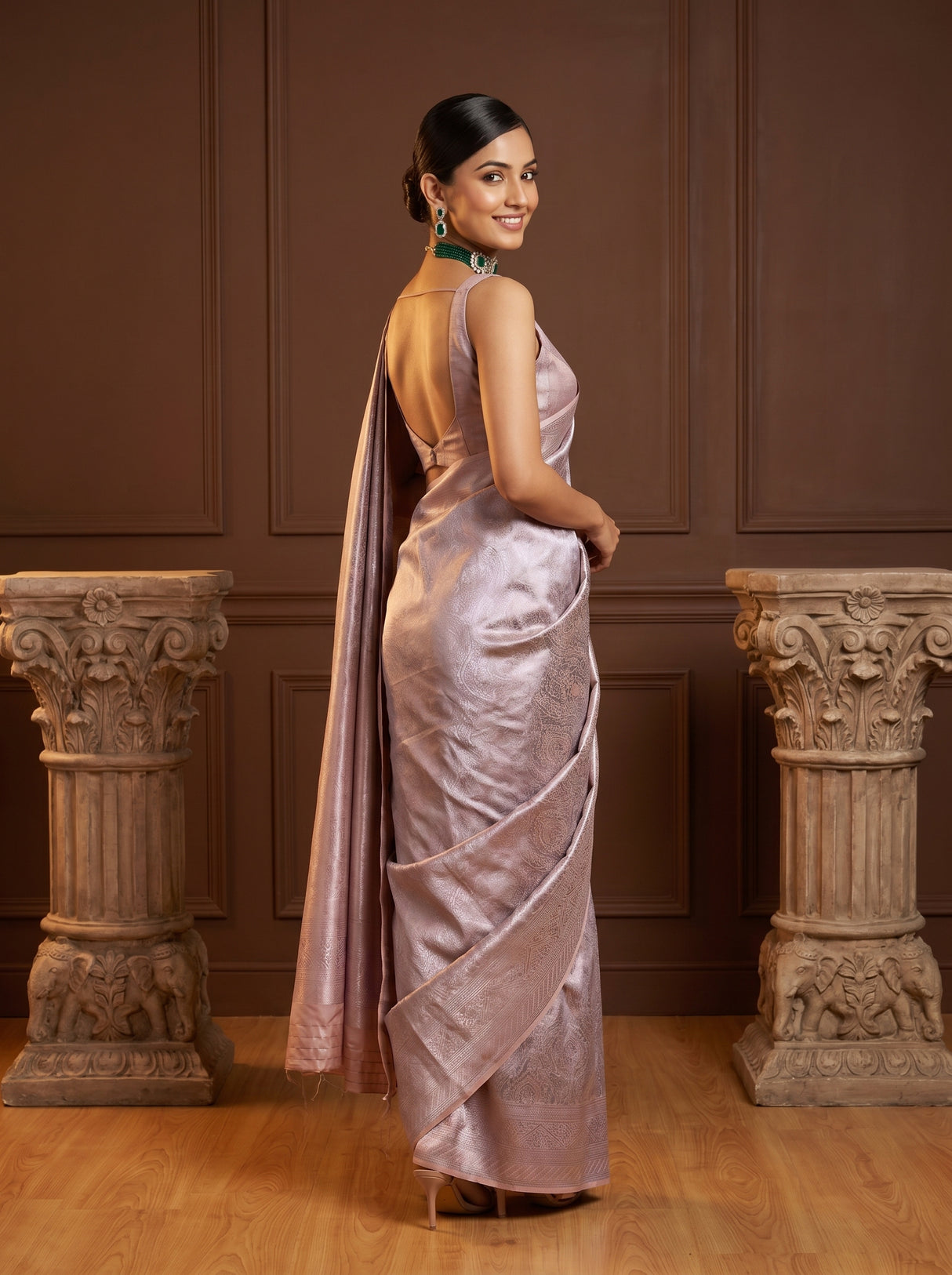 MIMOSA Violet Kanjivaram Art Silk Saree β pose 9 styling detail