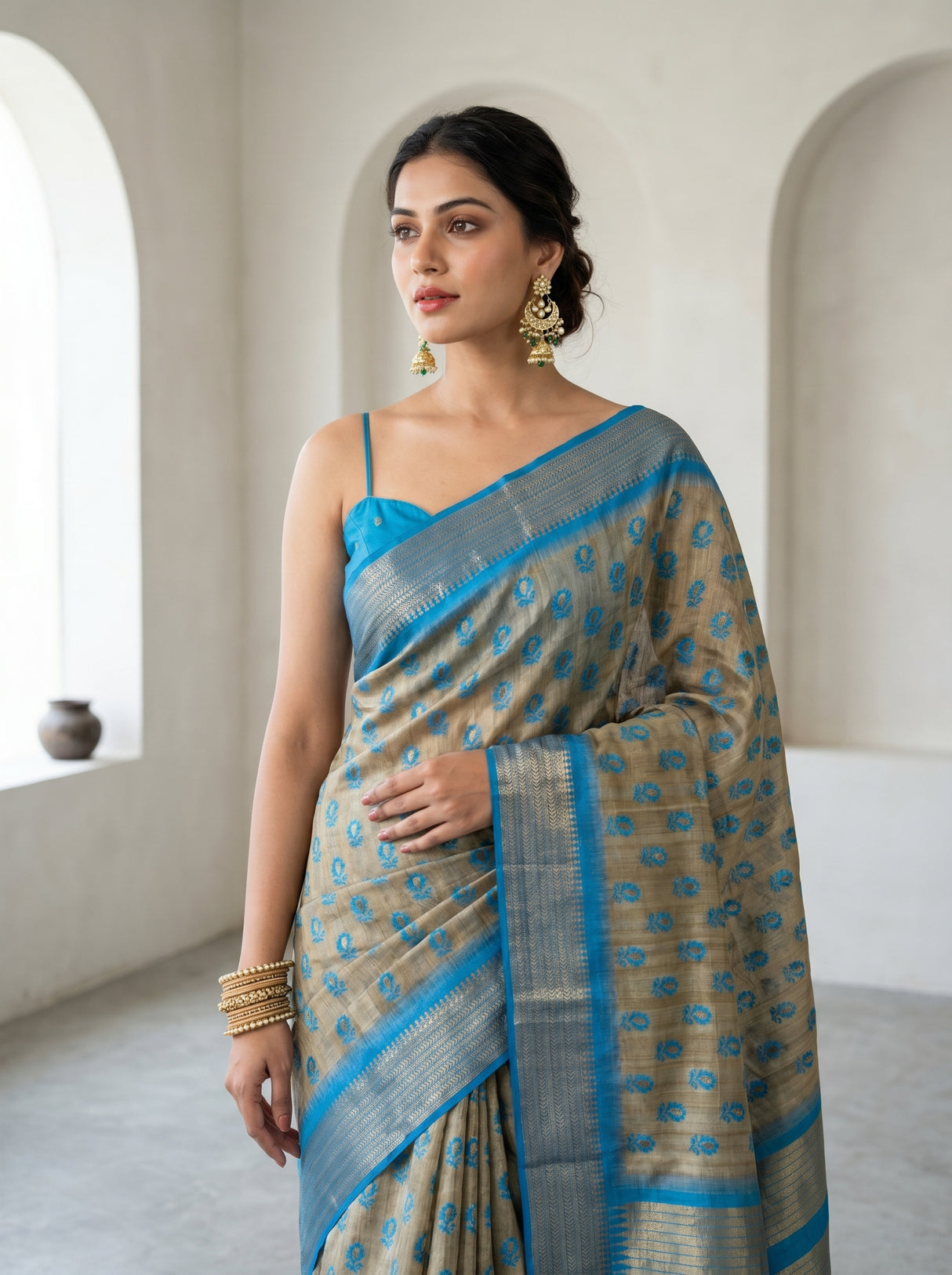 MIMOSA Ananda Banarasi Art Silk Saree β pose 10 styling detail