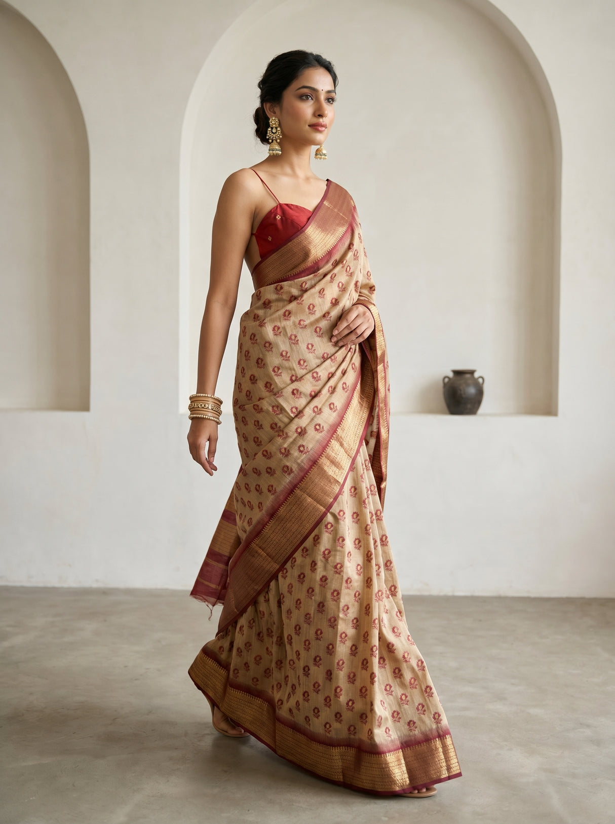 MIMOSA Maroon Banarasi Art Silk Saree β pose 7 styling detail