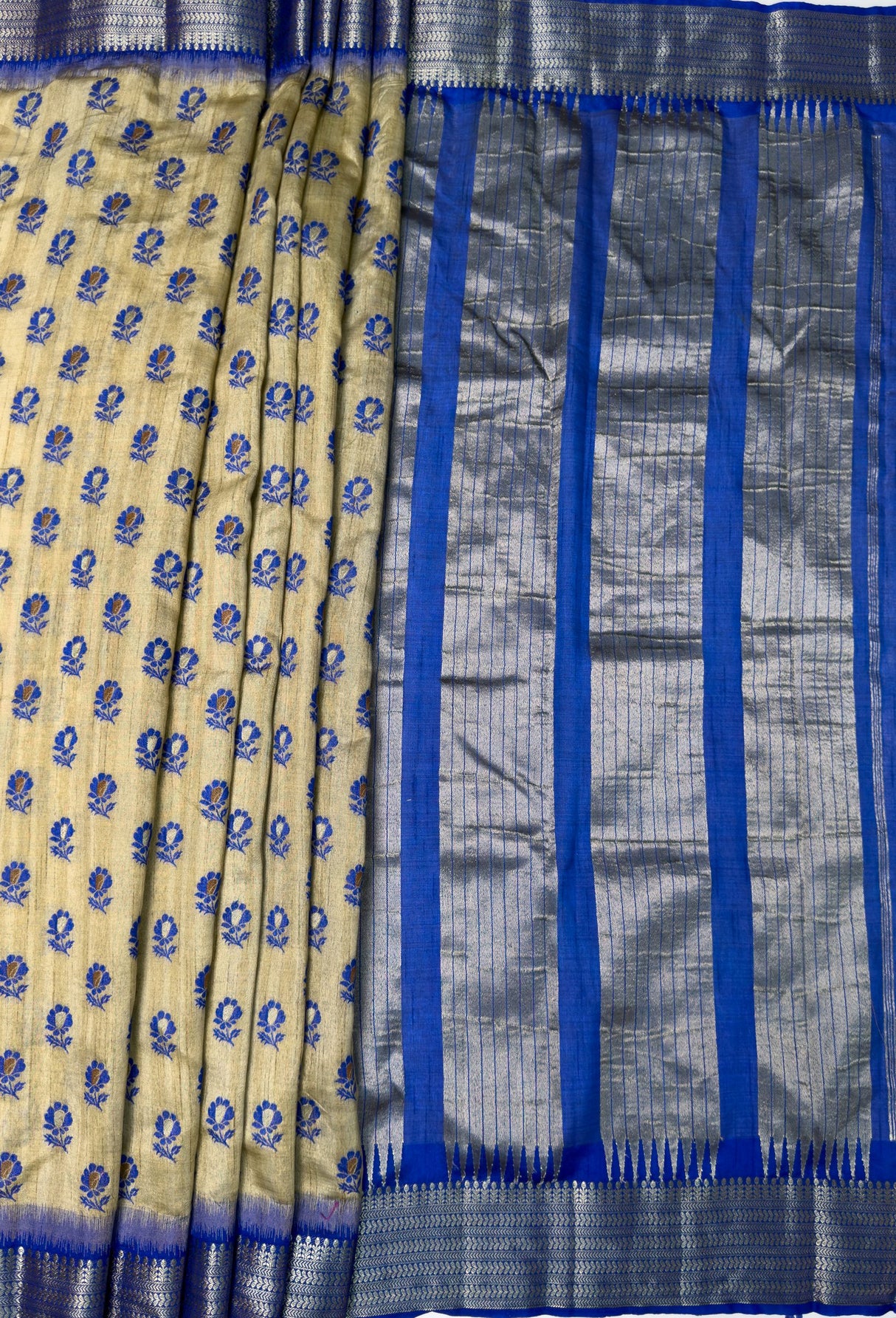 MIMOSA Royal Blue Banarasi Art Silk Saree β pallu and zari work detail