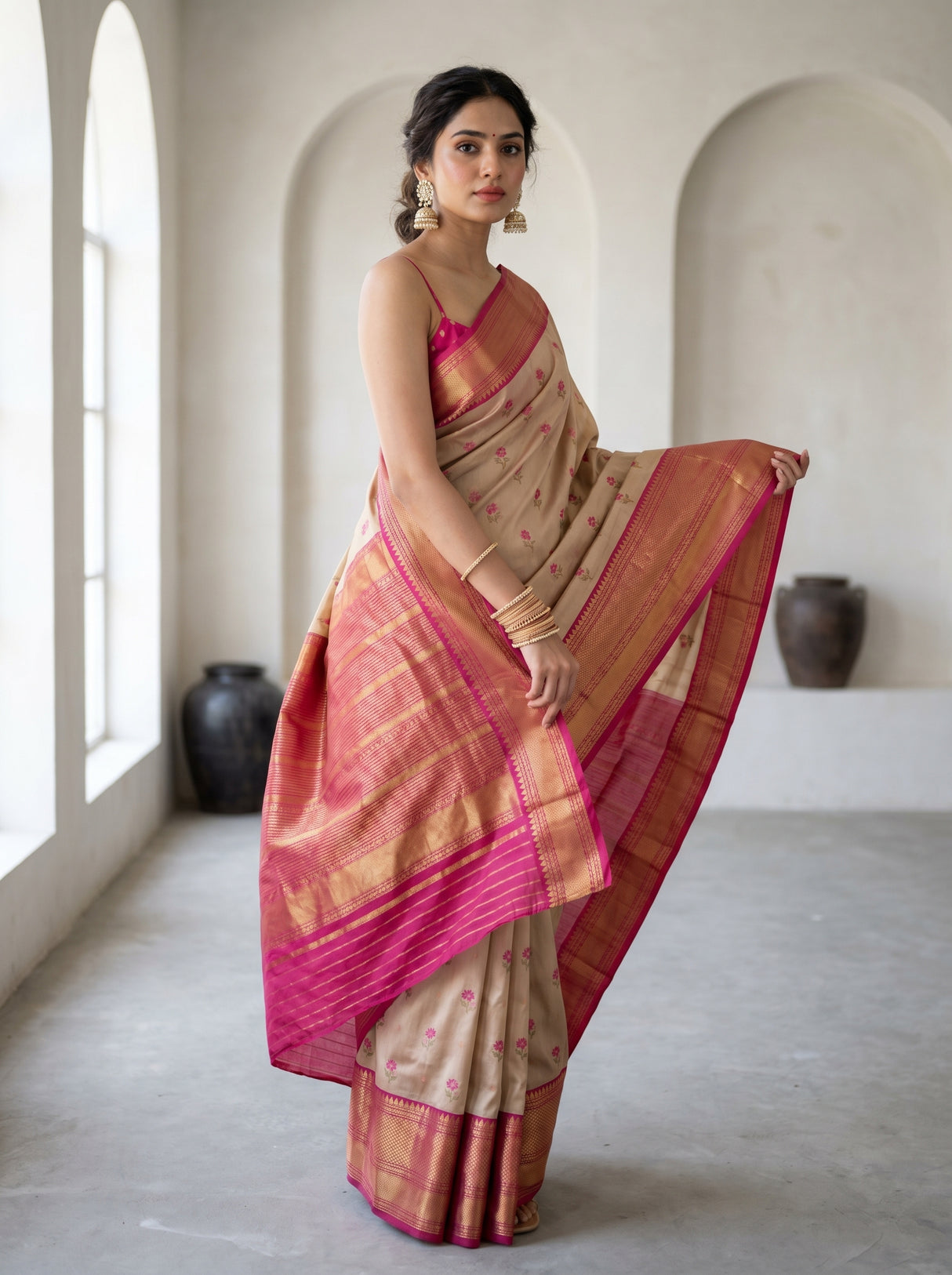 MIMOSA Rani Banarasi Art Silk Saree β pose 6 styling detail