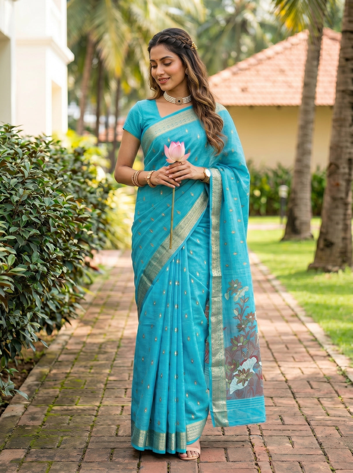 MIMOSA Ananda Banarasi Art Silk Saree — pose 10 styling detail