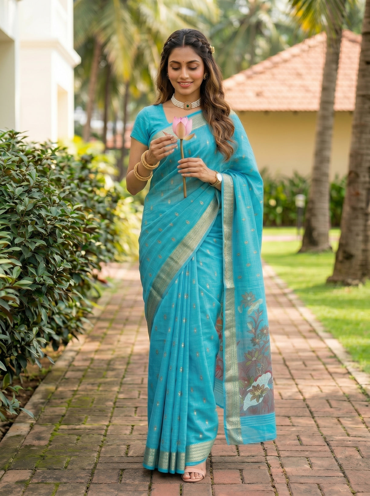 MIMOSA Ananda Banarasi Art Silk Saree — pose 6 styling detail
