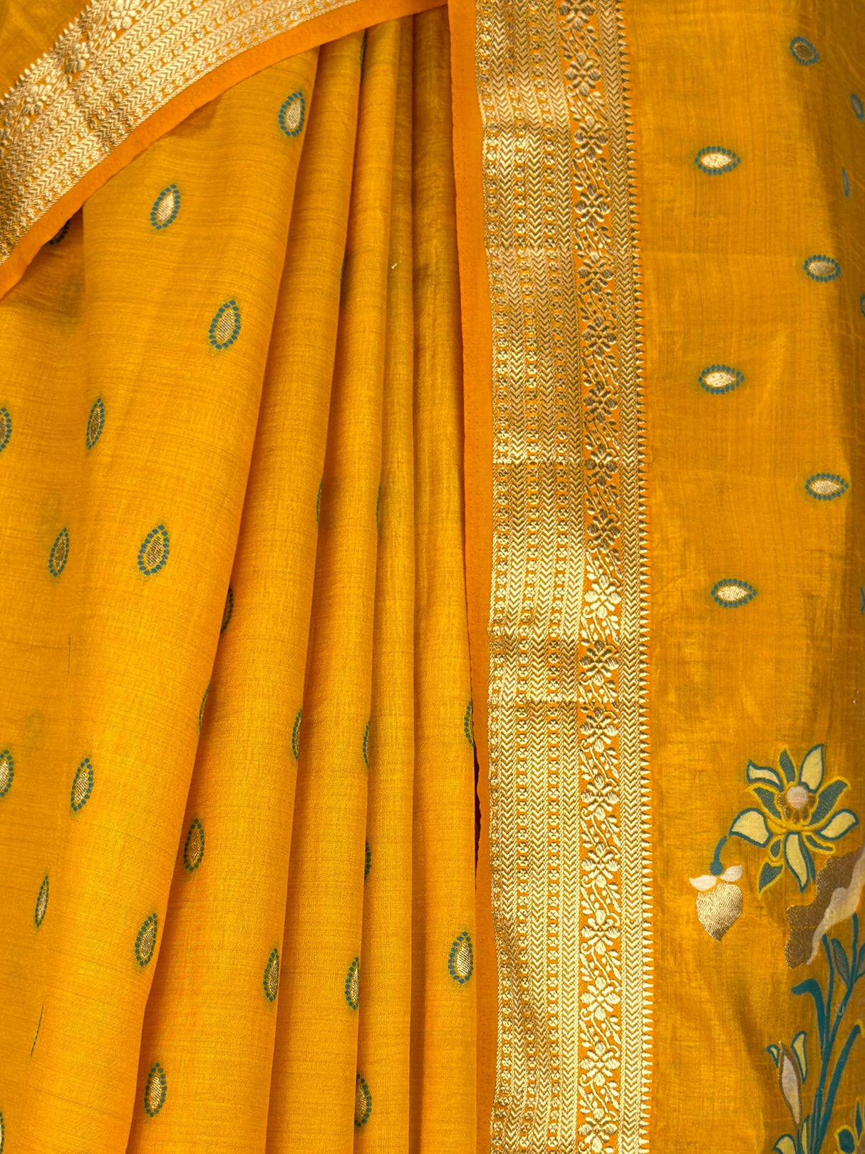 MIMOSA Gold Banarasi Art Silk Saree — fleets shot full lifestyle