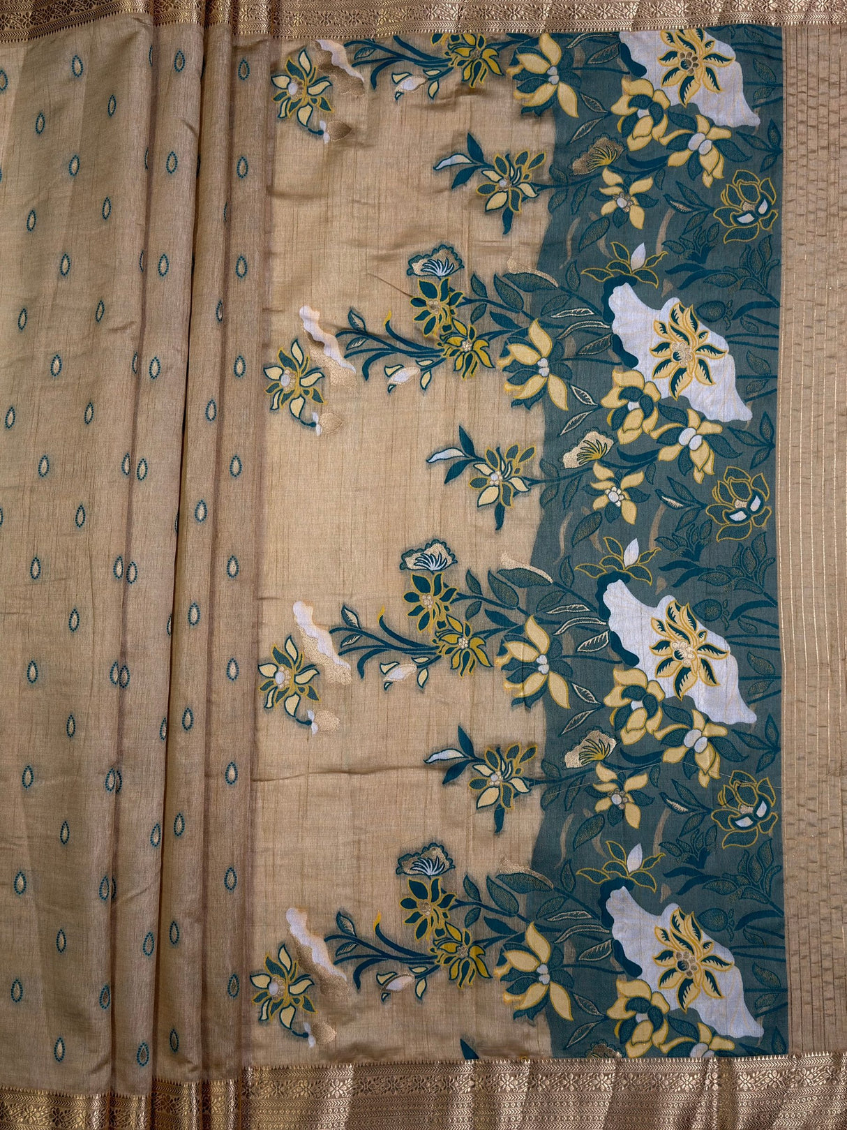 MIMOSA Tussar Banarasi Art Silk Saree — pallu and zari work detail