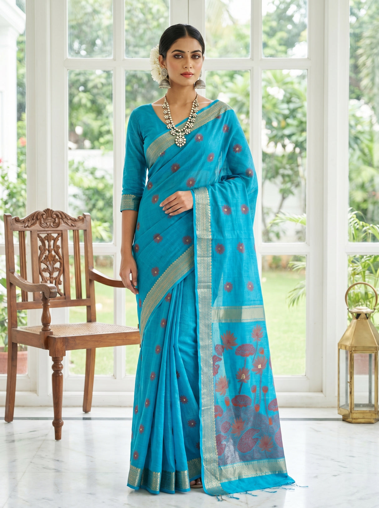 MIMOSA Ananda Banarasi Art Silk Saree β Draped Mannequin View