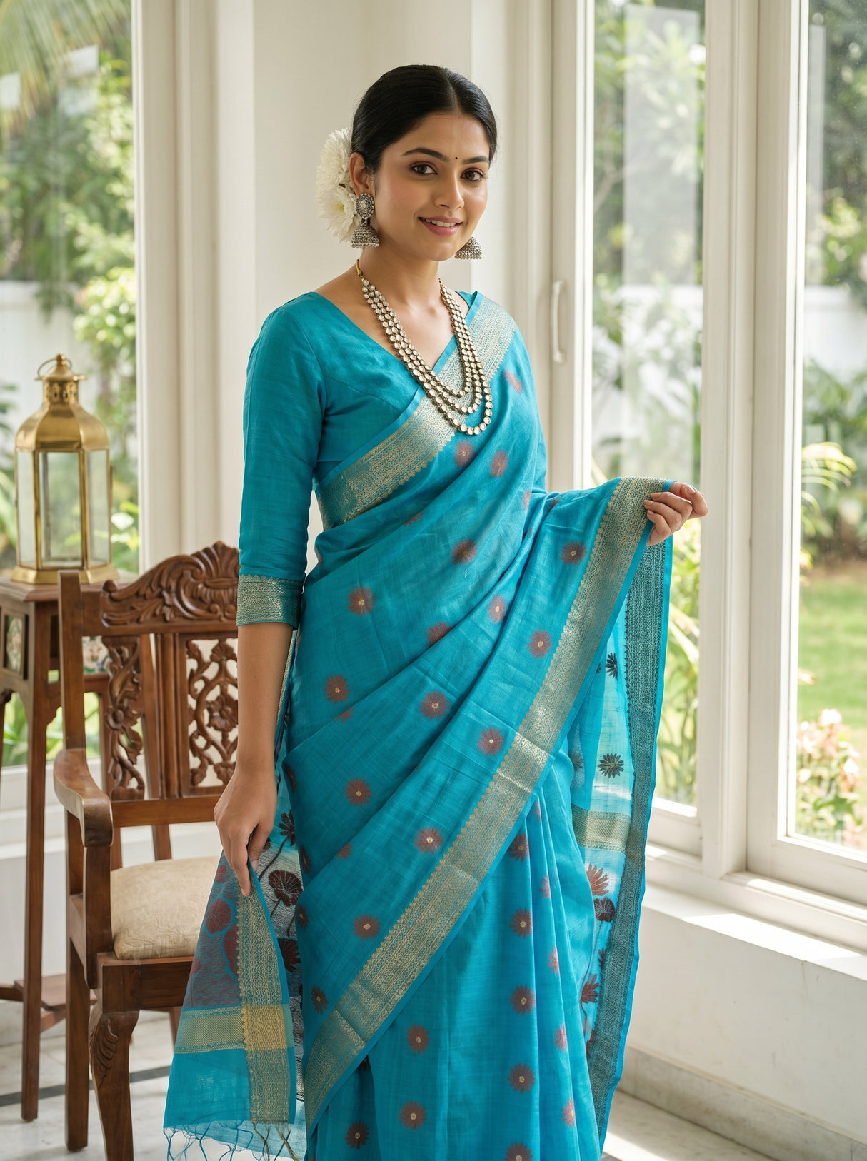 MIMOSA Ananda Banarasi Art Silk Saree β pose 5 styling detail