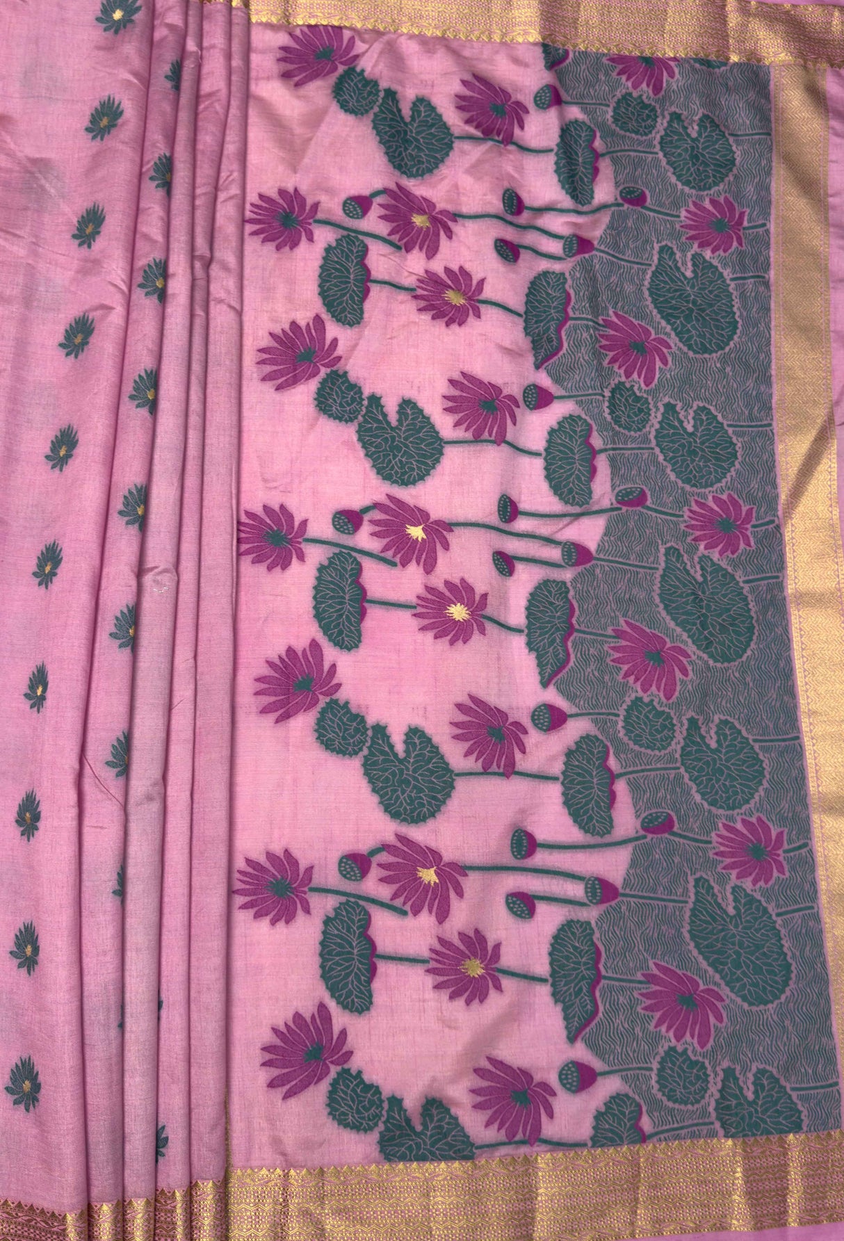 MIMOSA Pink Banarasi Art Silk Saree β pallu and zari work detail