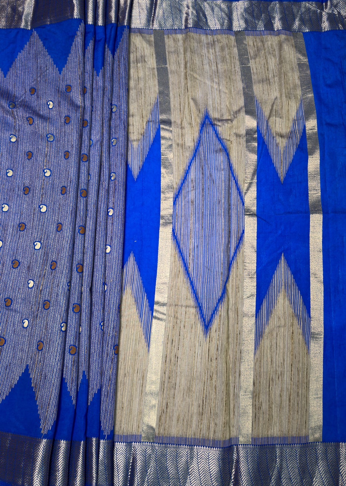 MIMOSA Royal Blue Banarasi Art Silk Saree β pallu and zari work detail