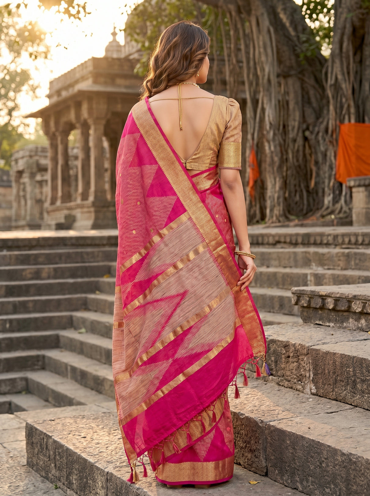 MIMOSA Rani Banarasi Art Silk Saree β Unstitched Blouse Piece