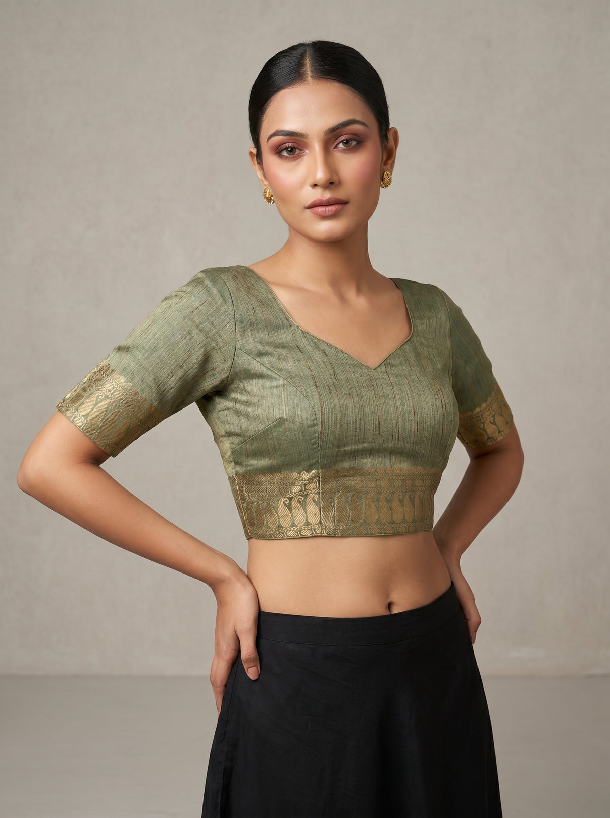 MIMOSA Rama Banarasi Art Silk Saree β blouse close-up
