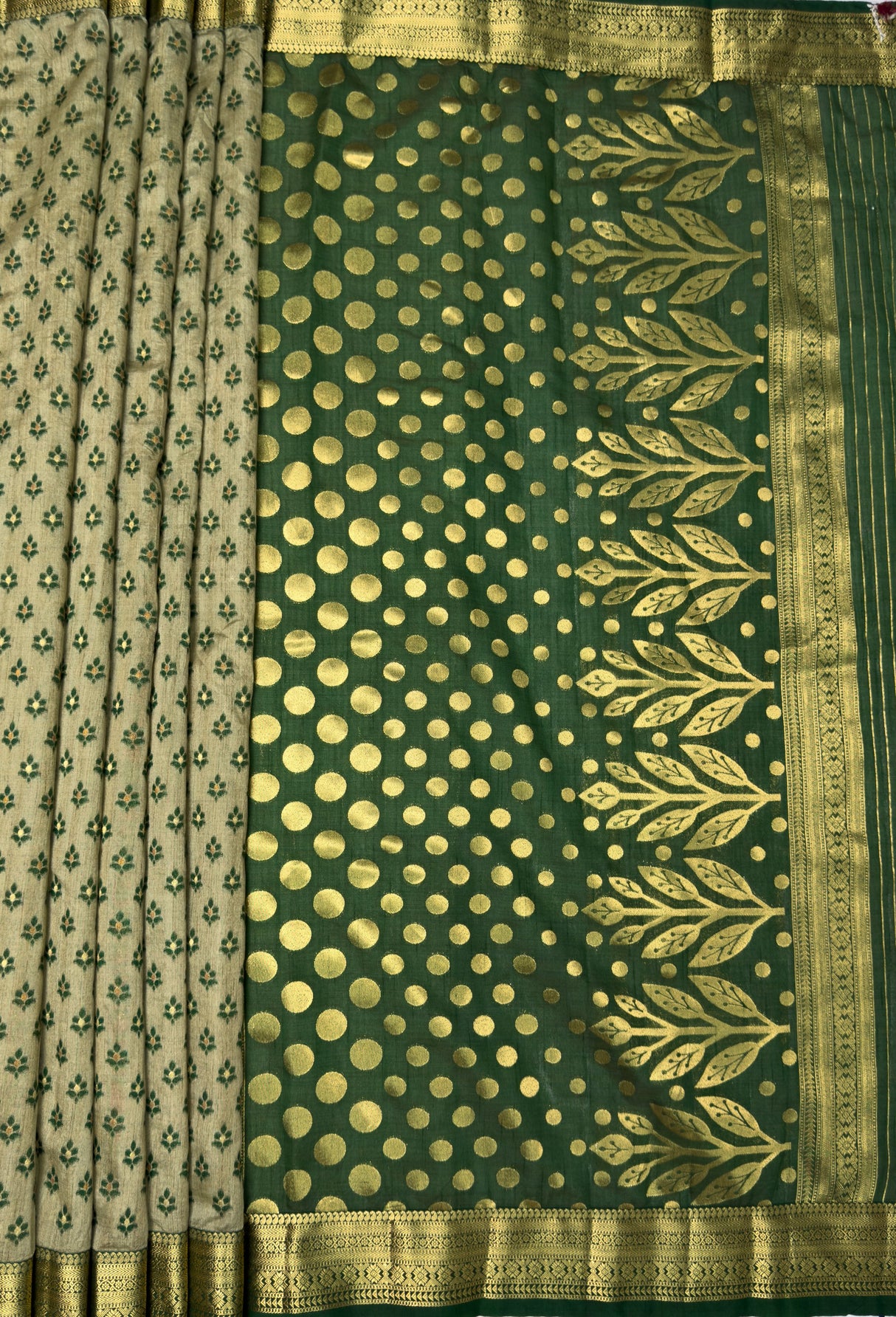 MIMOSA Green Banarasi Art Silk Saree β pallu and zari work detail