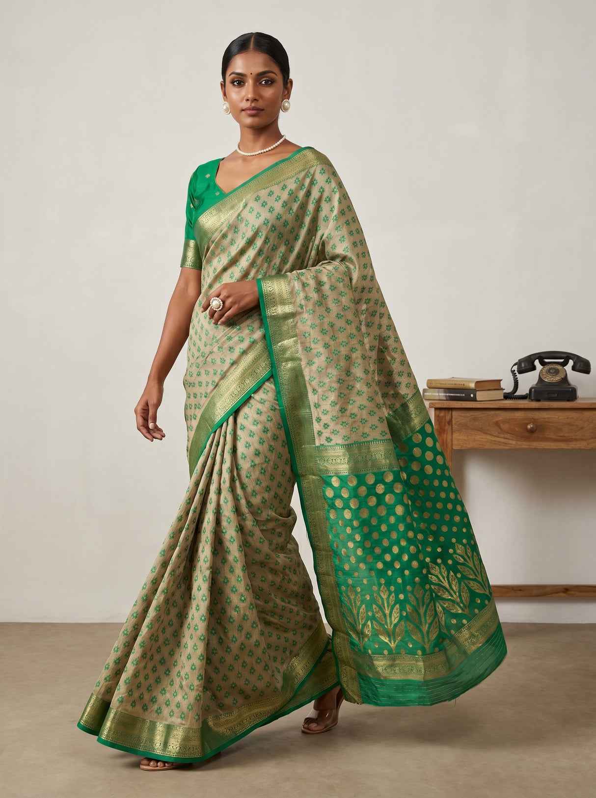 MIMOSA Rama Banarasi Art Silk Saree β pose 7 styling detail
