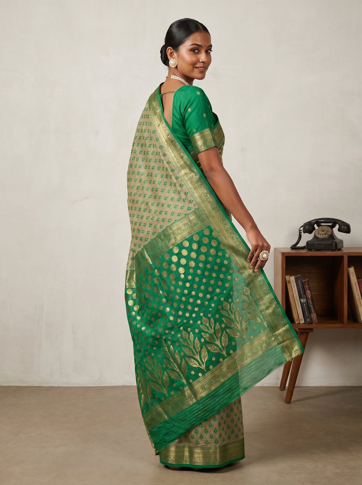 MIMOSA Rama Banarasi Art Silk Saree β pose 9 styling detail