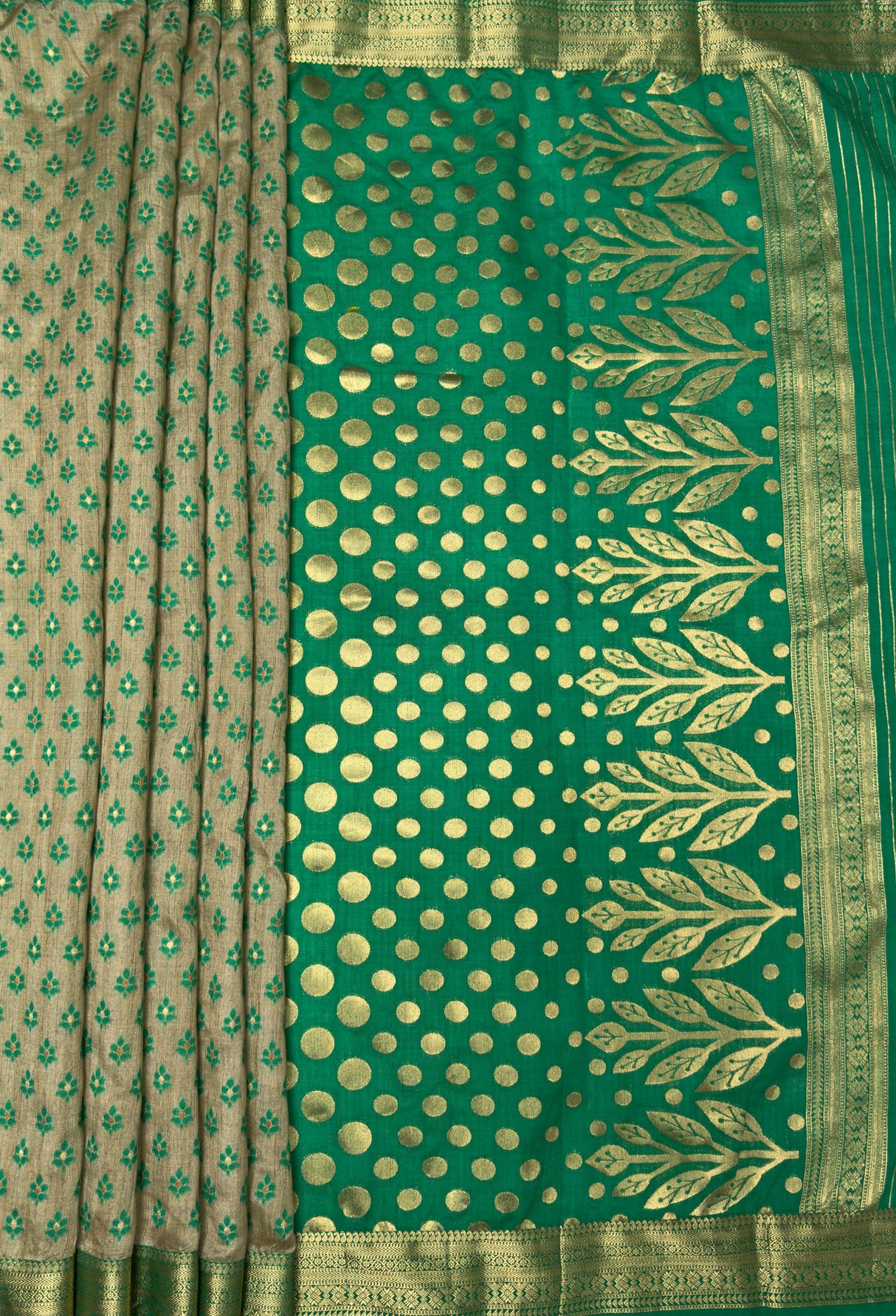 MIMOSA Rama Banarasi Art Silk Saree β pallu and zari work detail