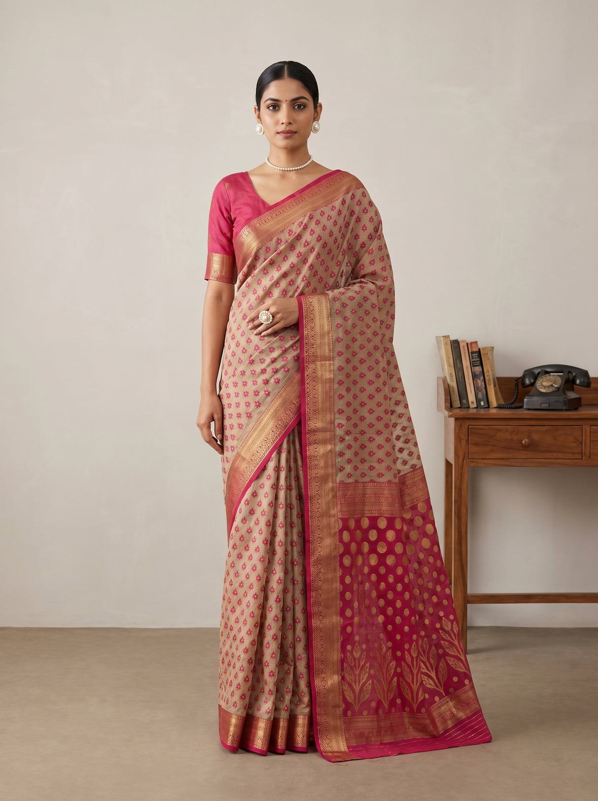 MIMOSA Rani Banarasi Art Silk Saree β Draped on mannequin