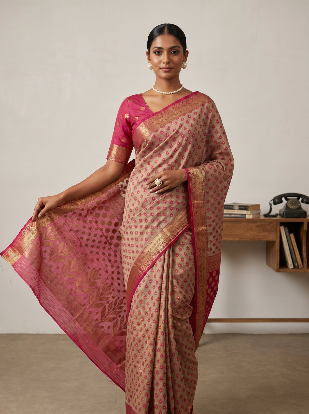 MIMOSA Rani Banarasi Art Silk Saree β pose 6 styling detail
