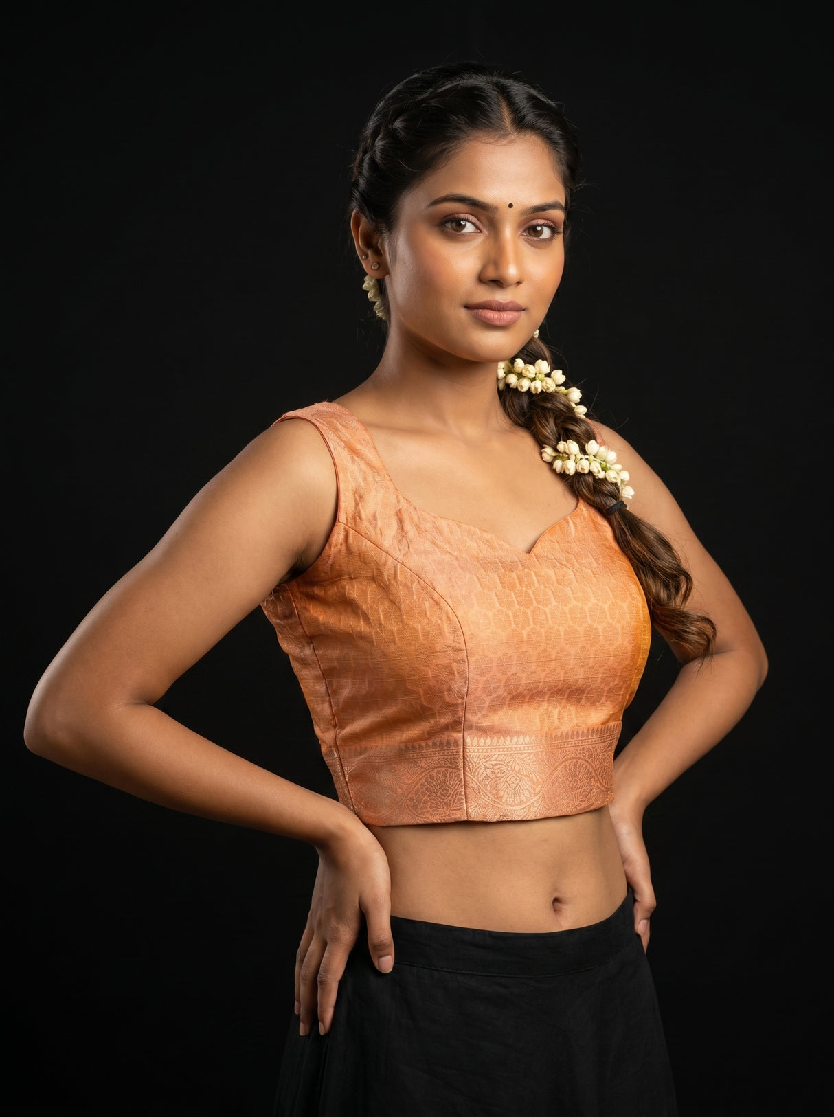 MIMOSA Peach Kanjivaram Art Silk Saree β blouse close-up