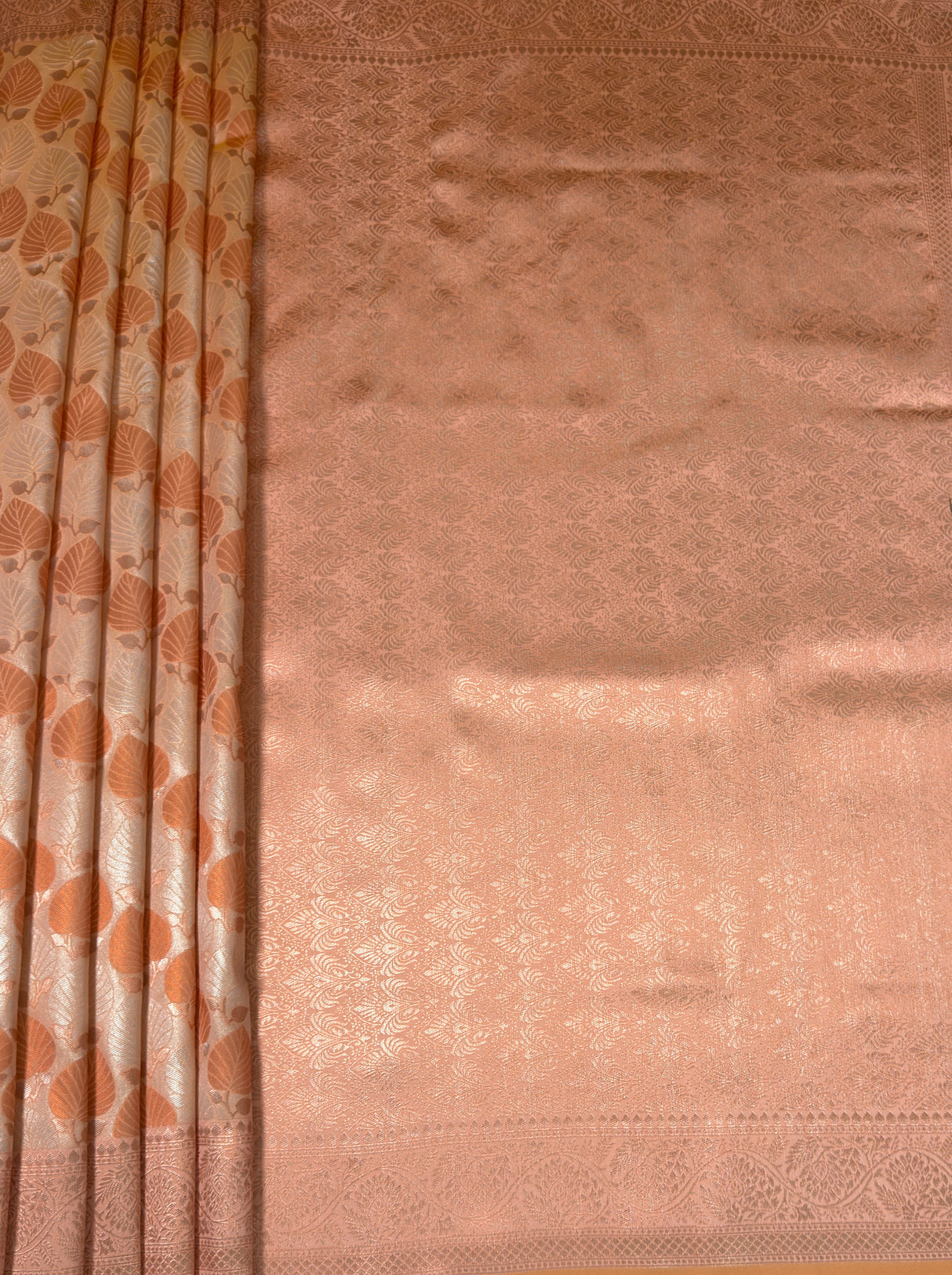 MIMOSA Peach Kanjivaram Art Silk Saree β pallu and zari work detail