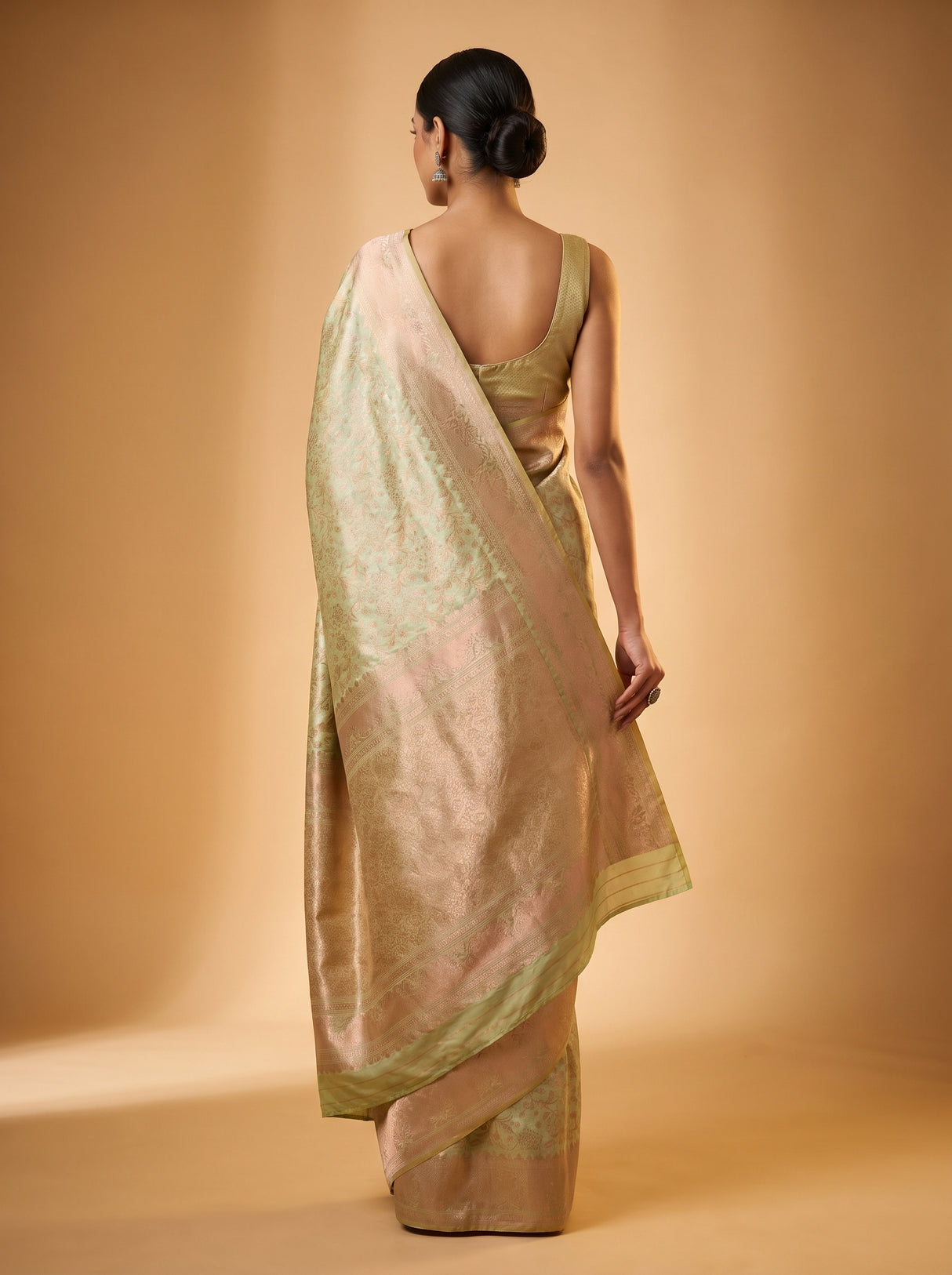 MIMOSA Olive Kanjivaram Art Silk Saree β Close-up of Face