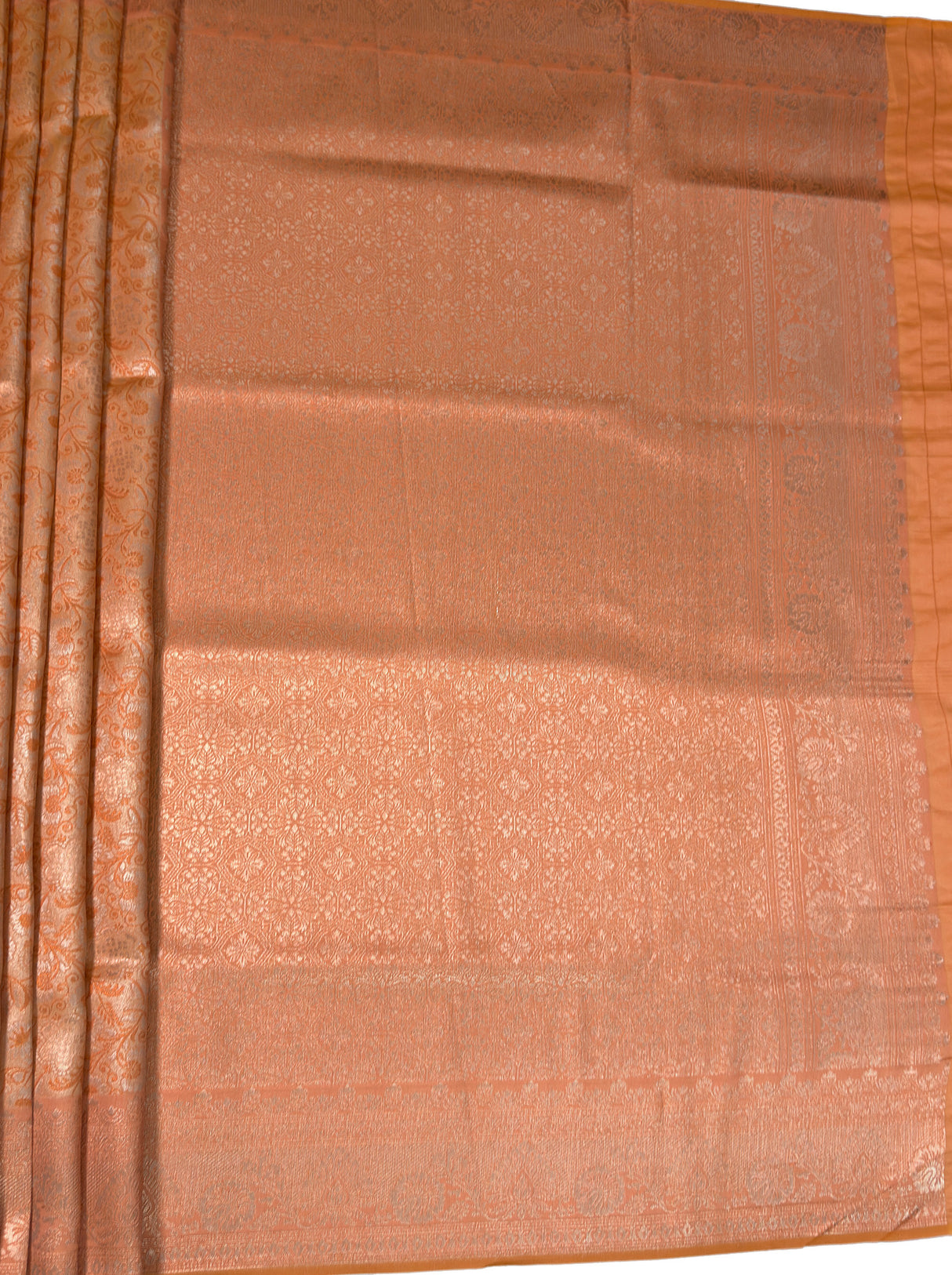 MIMOSA Orange Kanjivaram Art Silk Saree β pallu and zari work detail
