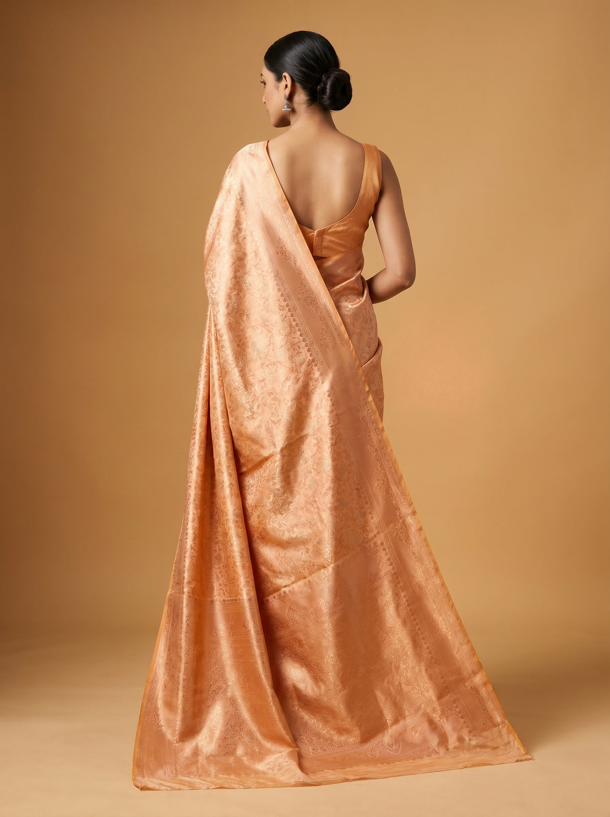 MIMOSA Peach Kanjivaram Art Silk Saree β Close-up of Face