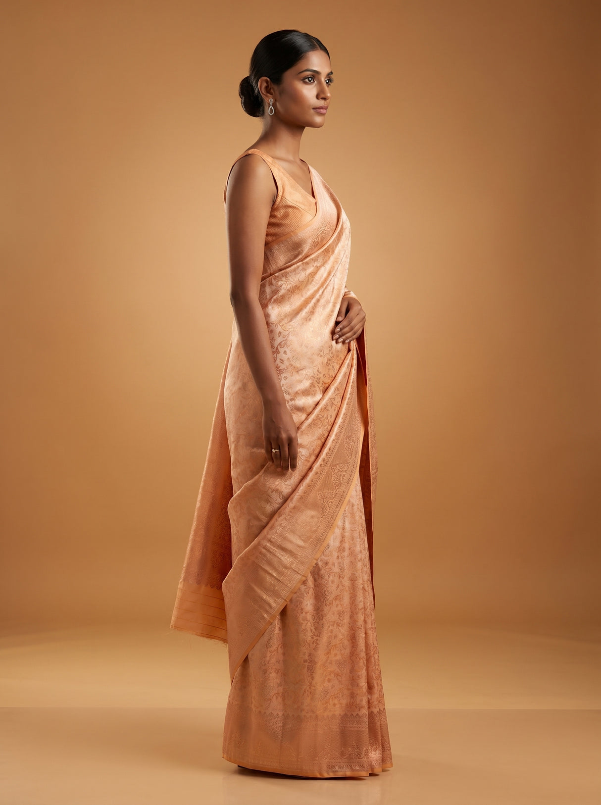 MIMOSA Peach Kanjivaram Art Silk Saree β Fabric Detail