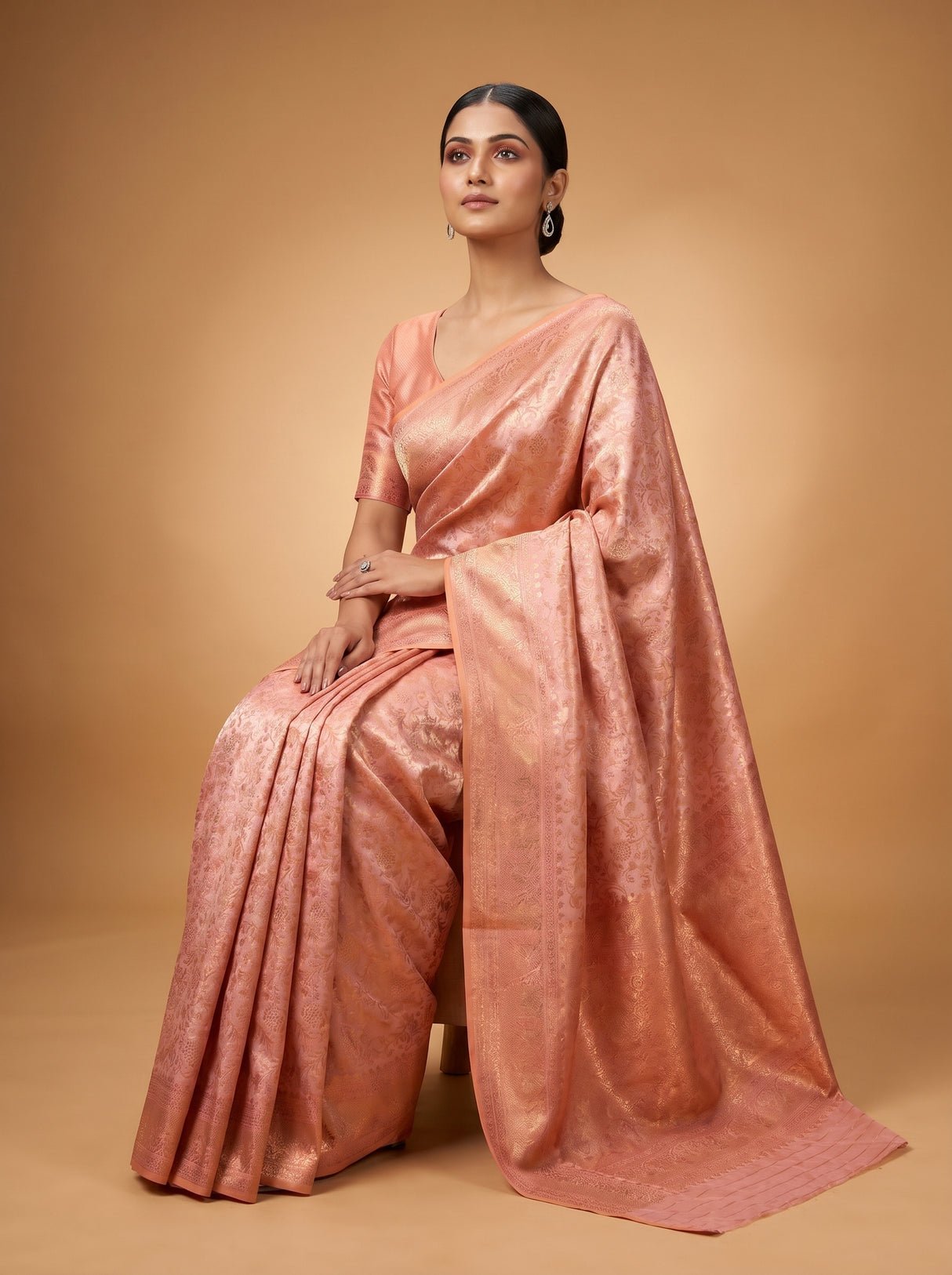 MIMOSA Pink Kanjivaram Art Silk Saree β pose 8 styling detail