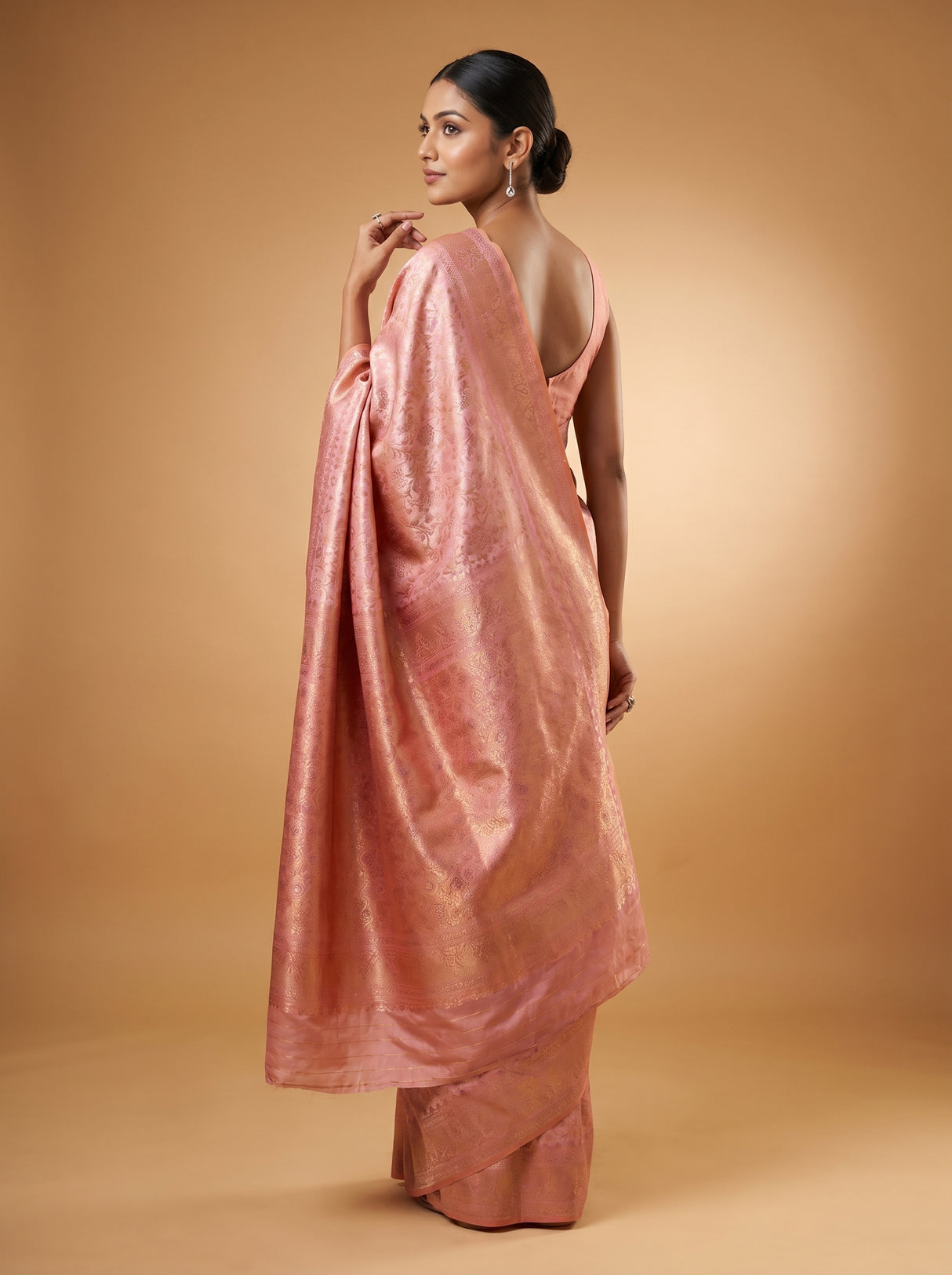 MIMOSA Pink Kanjivaram Art Silk Saree β pose 9 styling detail